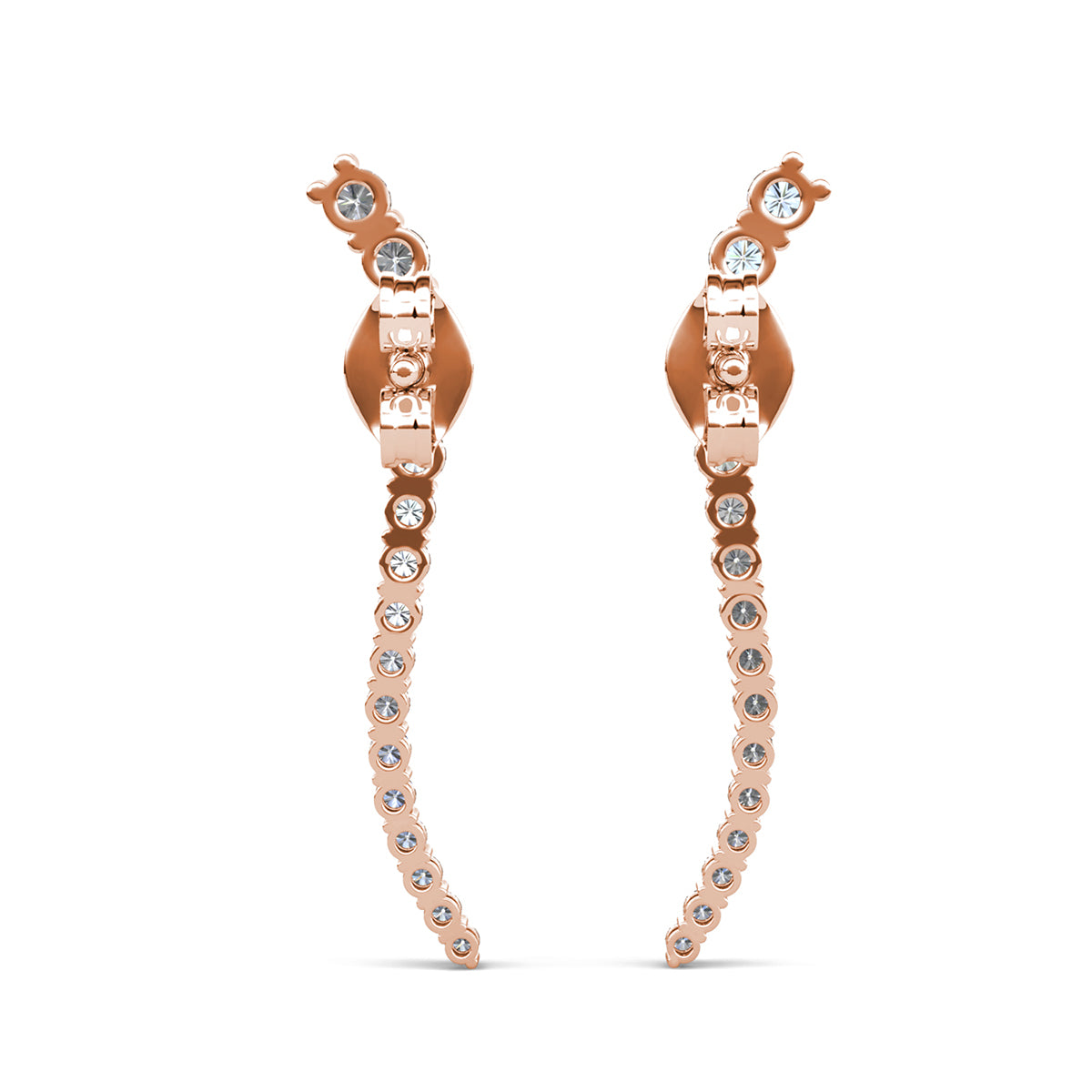 Isabella 18k White Gold Plated Sterling Silver Ear Climber Earrings with Simulated Diamond Crystals — Fab Fav Sale