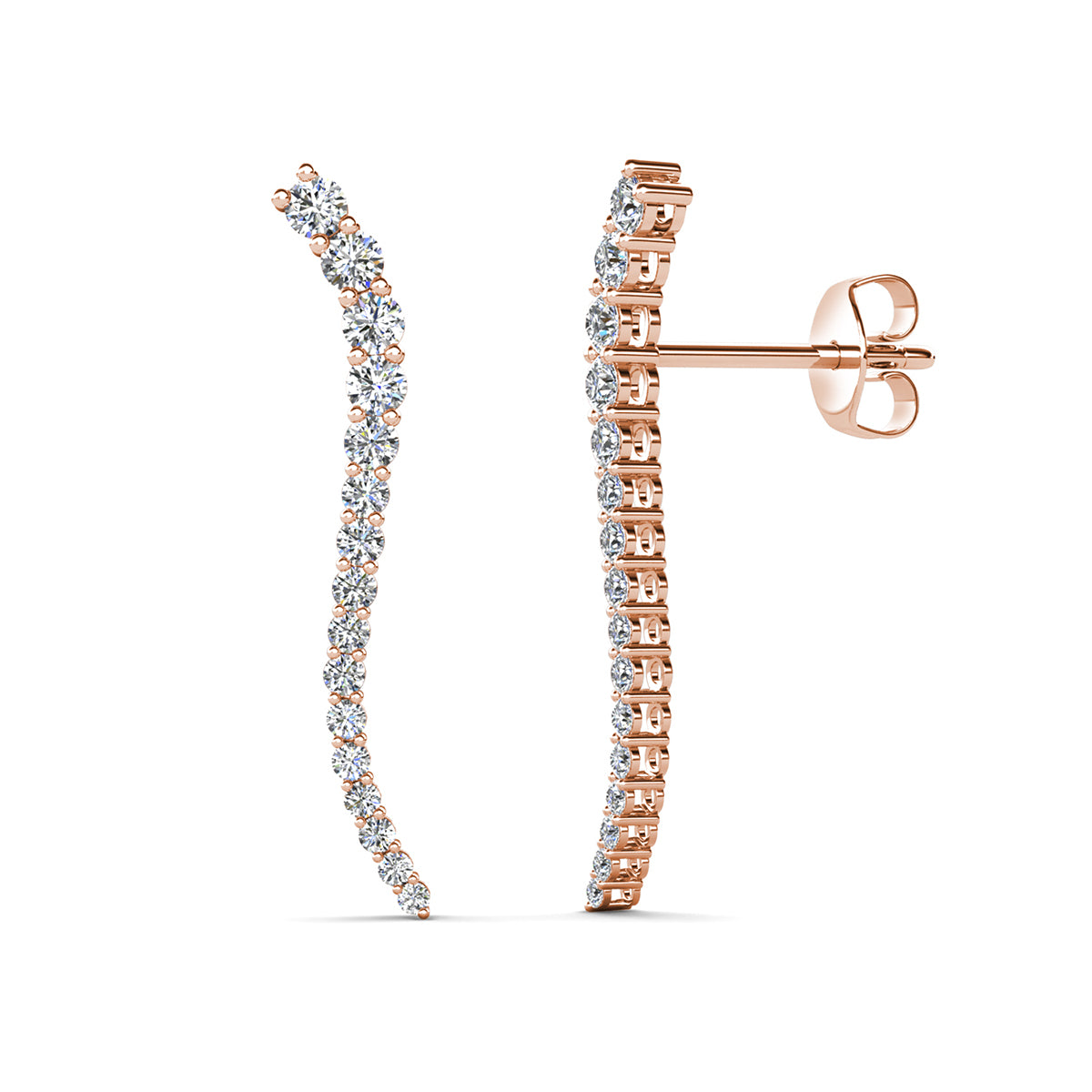 Isabella 18k White Gold Plated Sterling Silver Ear Climber Earrings with Simulated Diamond Crystals — Fab Fav Sale