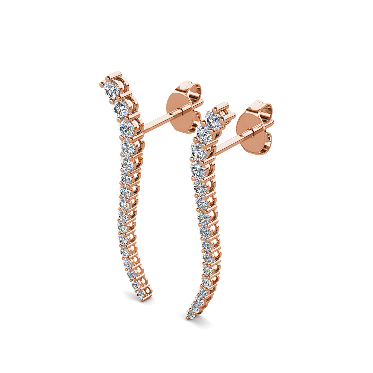Isabella 18k White Gold Plated Sterling Silver Ear Climber Earrings with Simulated Diamond Crystals — Fab Fav Sale