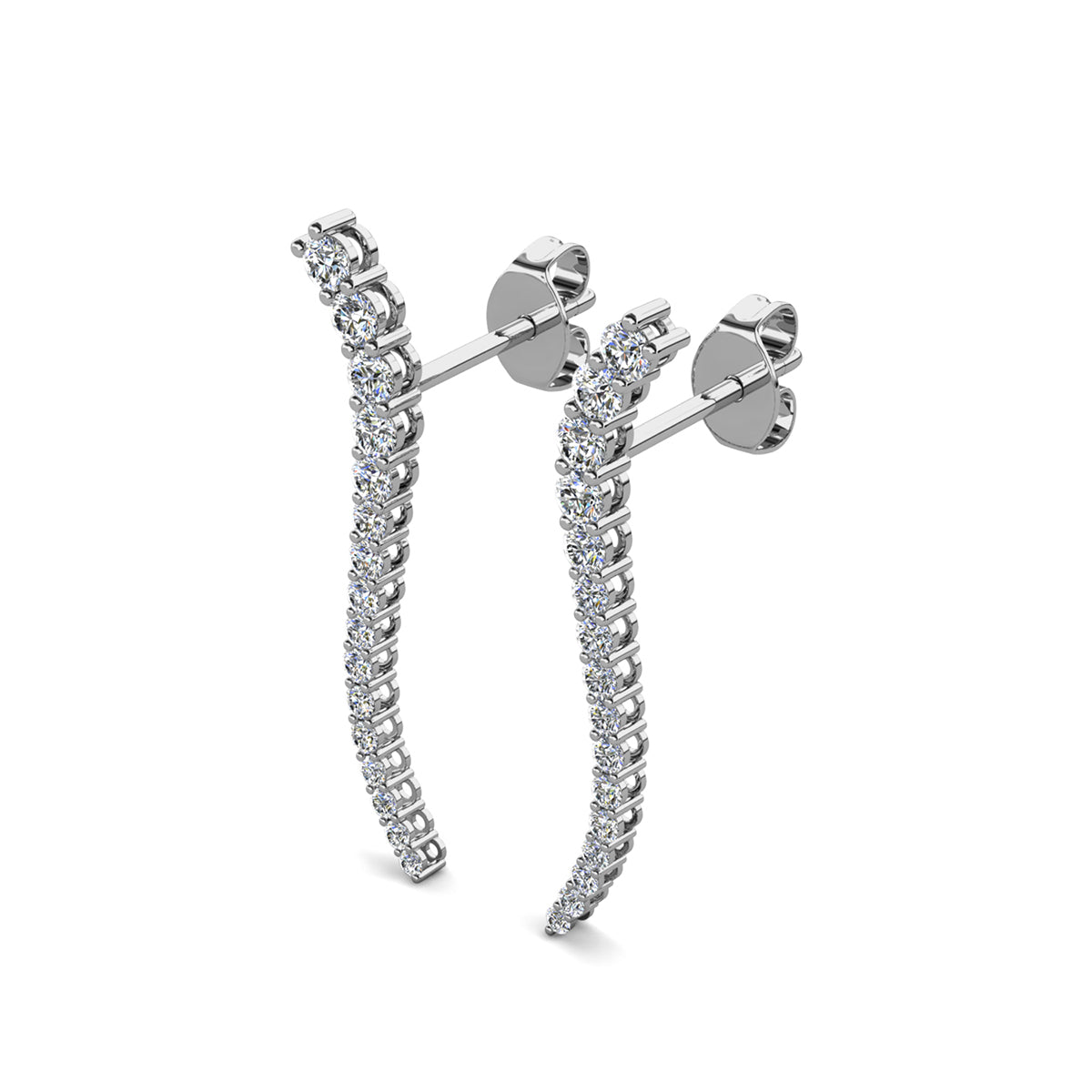 Isabella 18k White Gold Plated Sterling Silver Ear Climber Earrings with Simulated Diamond Crystals — Fab Fav Sale