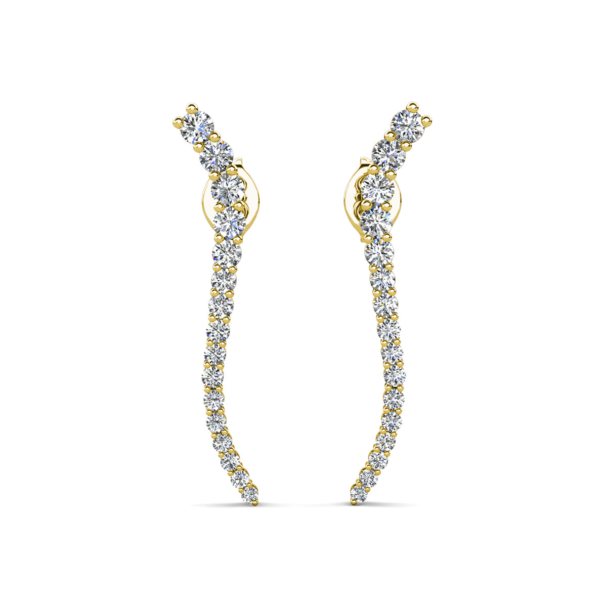 Isabella 18k White Gold Plated Sterling Silver Ear Climber Earrings with Simulated Diamond Crystals — Fab Fav Sale