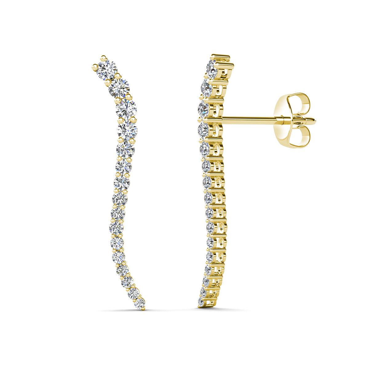 Isabella 18k White Gold Plated Sterling Silver Ear Climber Earrings with Simulated Diamond Crystals — Fab Fav Sale