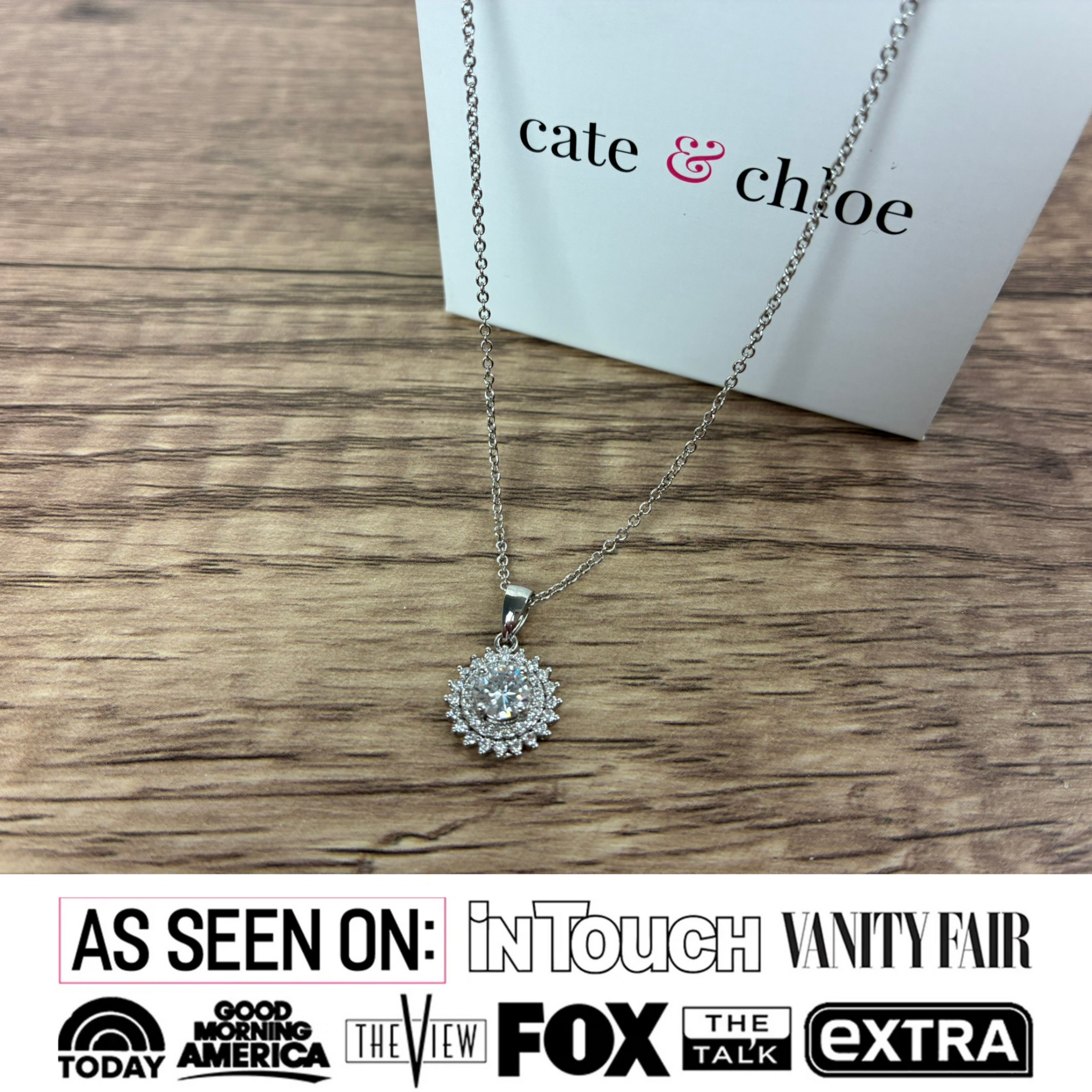 Cordelia 18k White Gold Plated Silver Pendant Necklace with Simulated Diamond Crystals