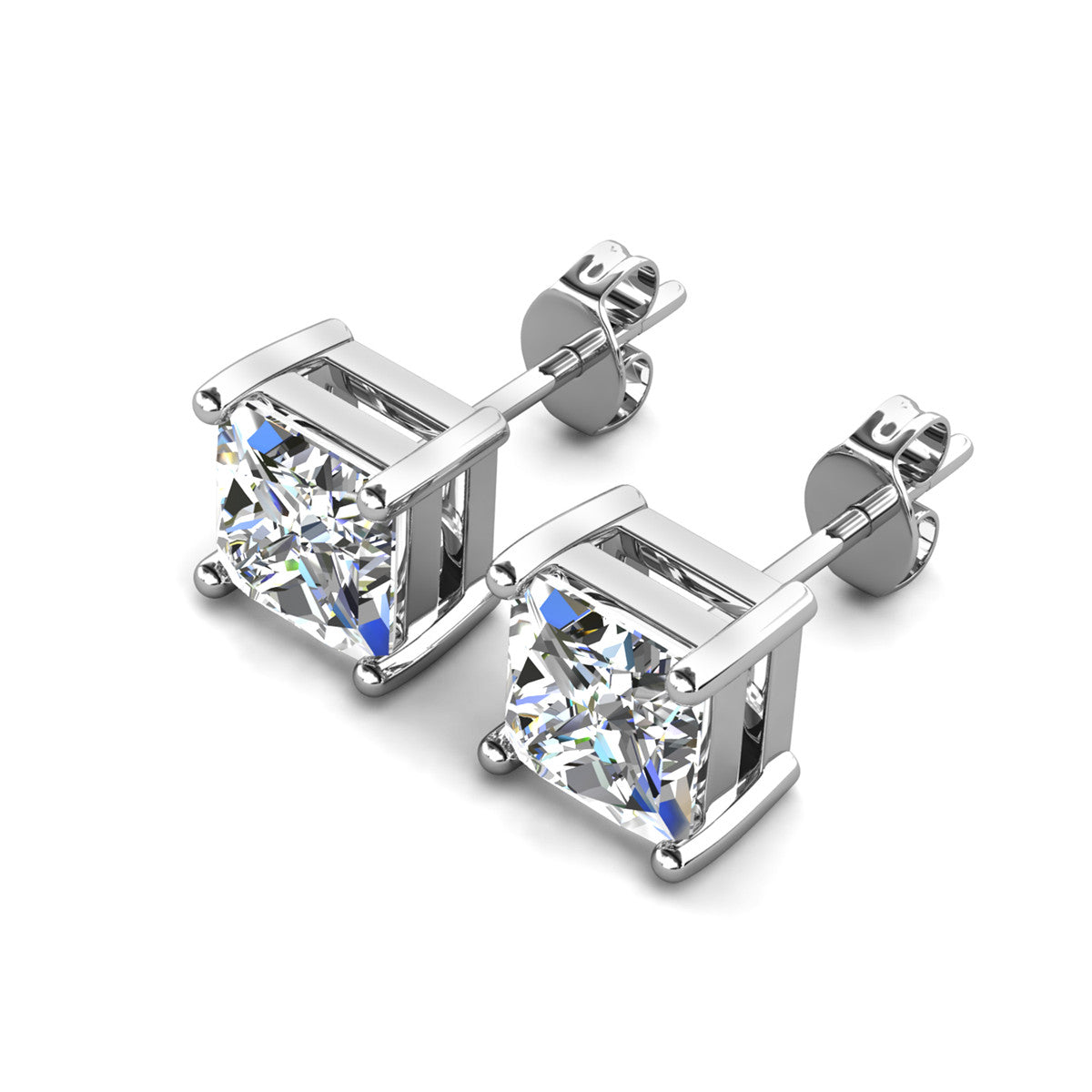 Brooke 18k White Gold Plated Stud Earrings with Princess Cut Swarovski Crystals — Fab Fav Sale