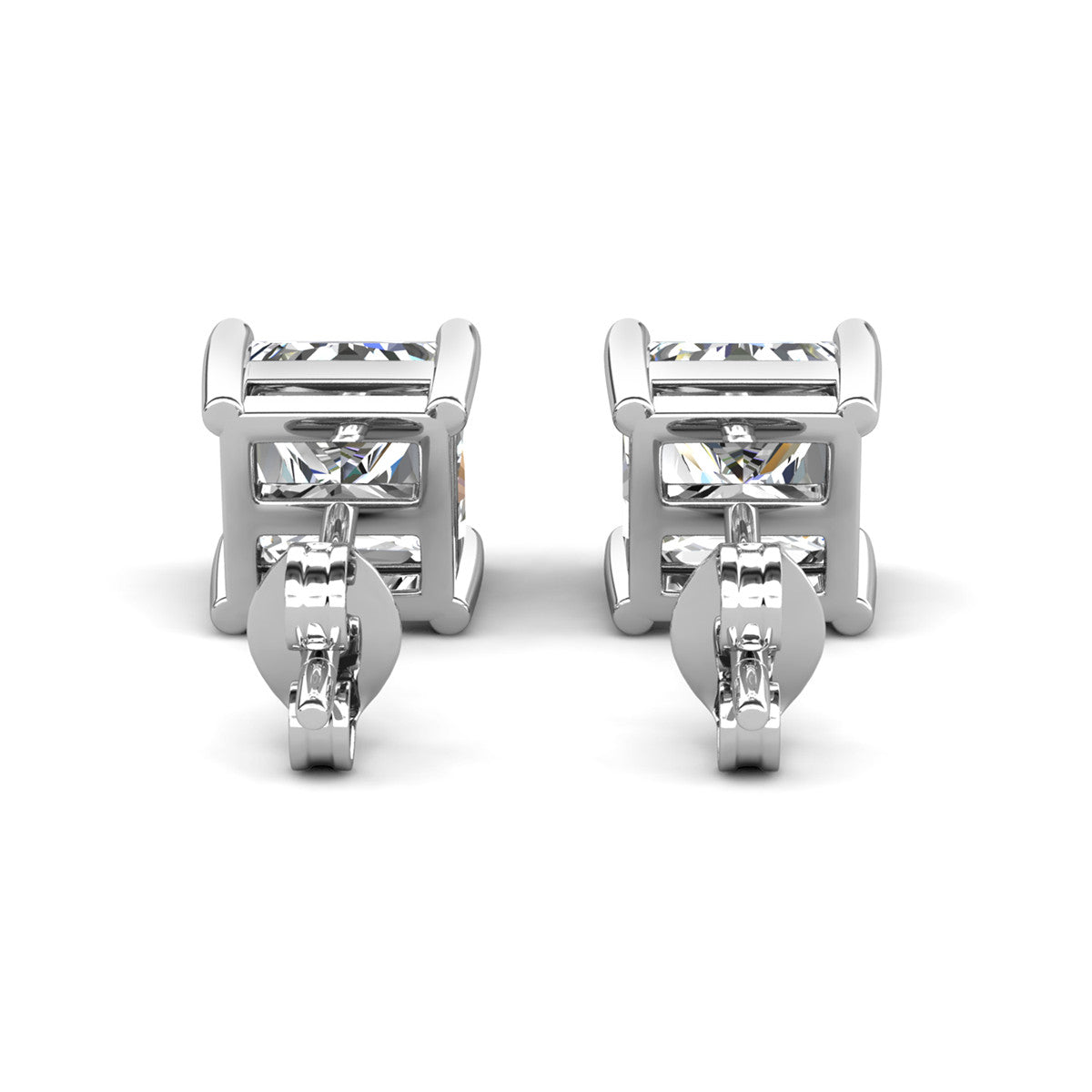 Brooke 18k White Gold Plated Stud Earrings with Princess Cut Swarovski Crystals — Fab Fav Sale