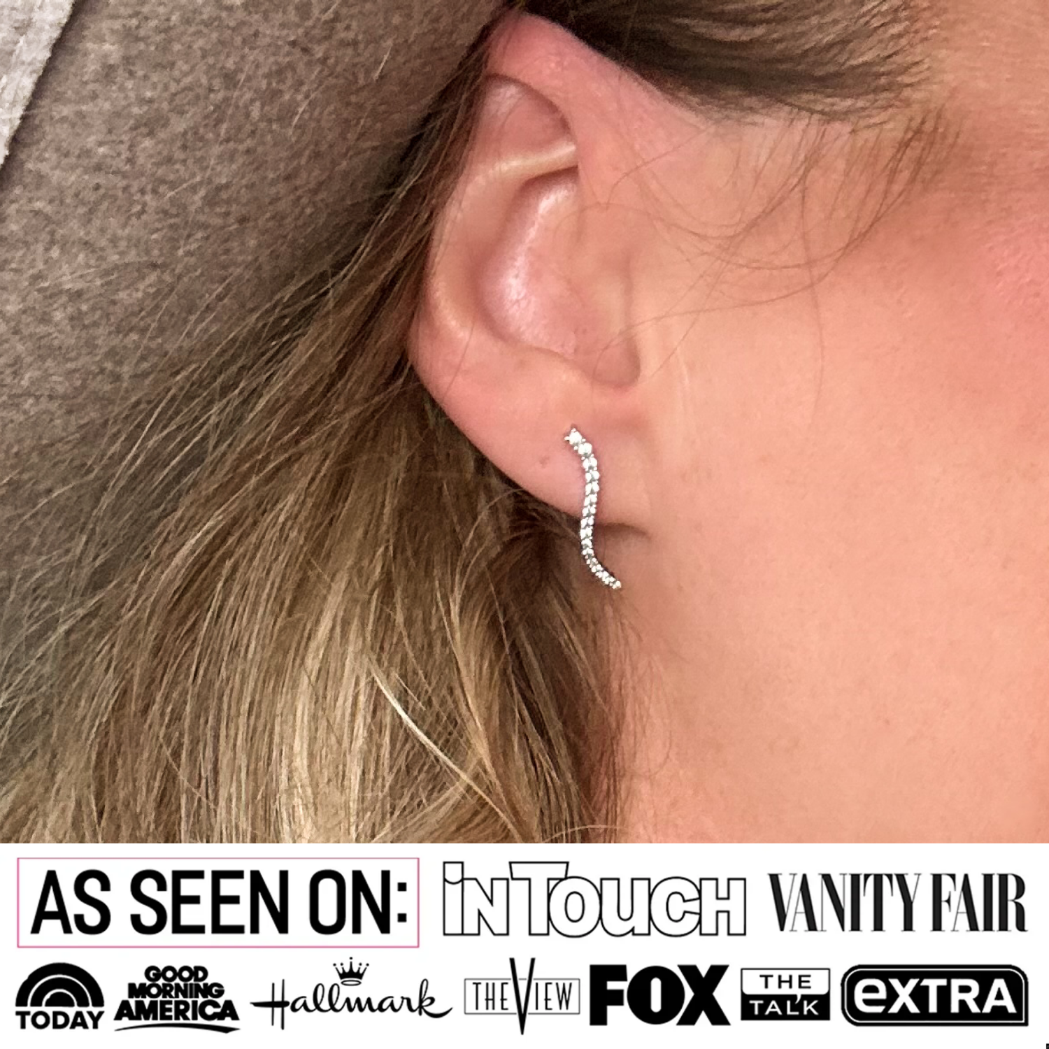 Isabella 18k White Gold Plated Sterling Silver Ear Climber Earrings with Simulated Diamond Crystals — Fab Fav Sale