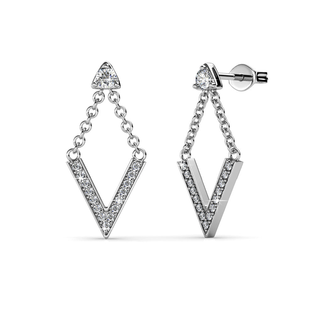 Francesca 18k White Gold Plated Dangle Earrings with Swarovski Crystals — Fab Fav Sale