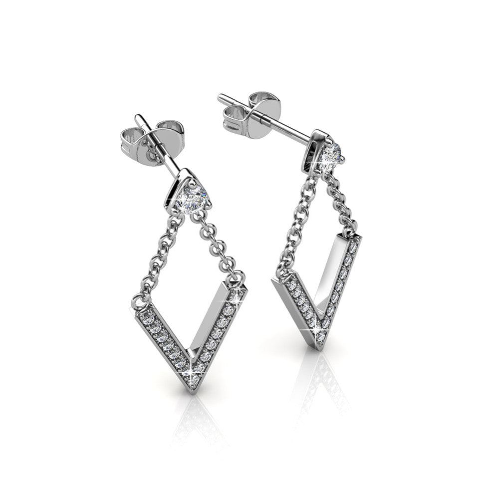 Francesca 18k White Gold Plated Dangle Earrings with Swarovski Crystals — Fab Fav Sale