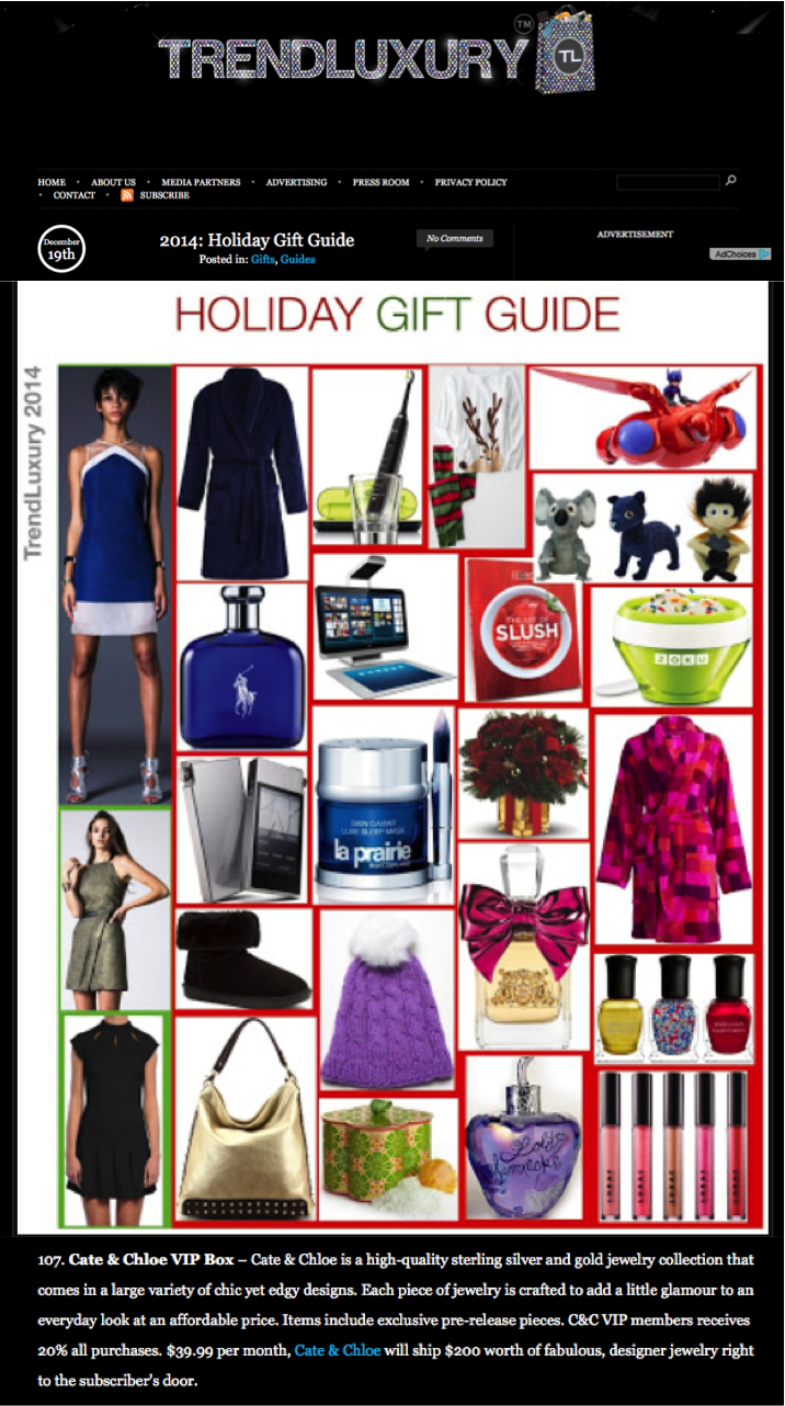 Cate & Chloe featured on the Trend Luxury Holiday Gift Guide