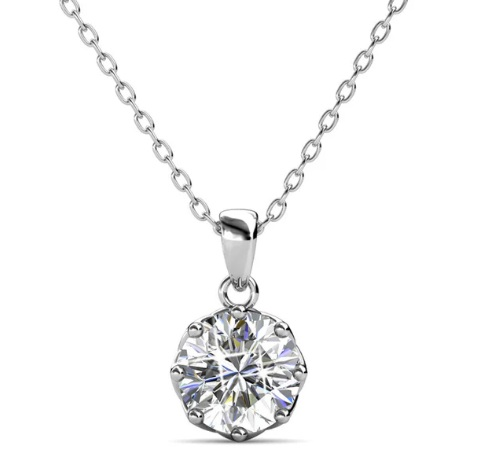 Eden pure solitaire pendant necklace women's 18k white gold plated