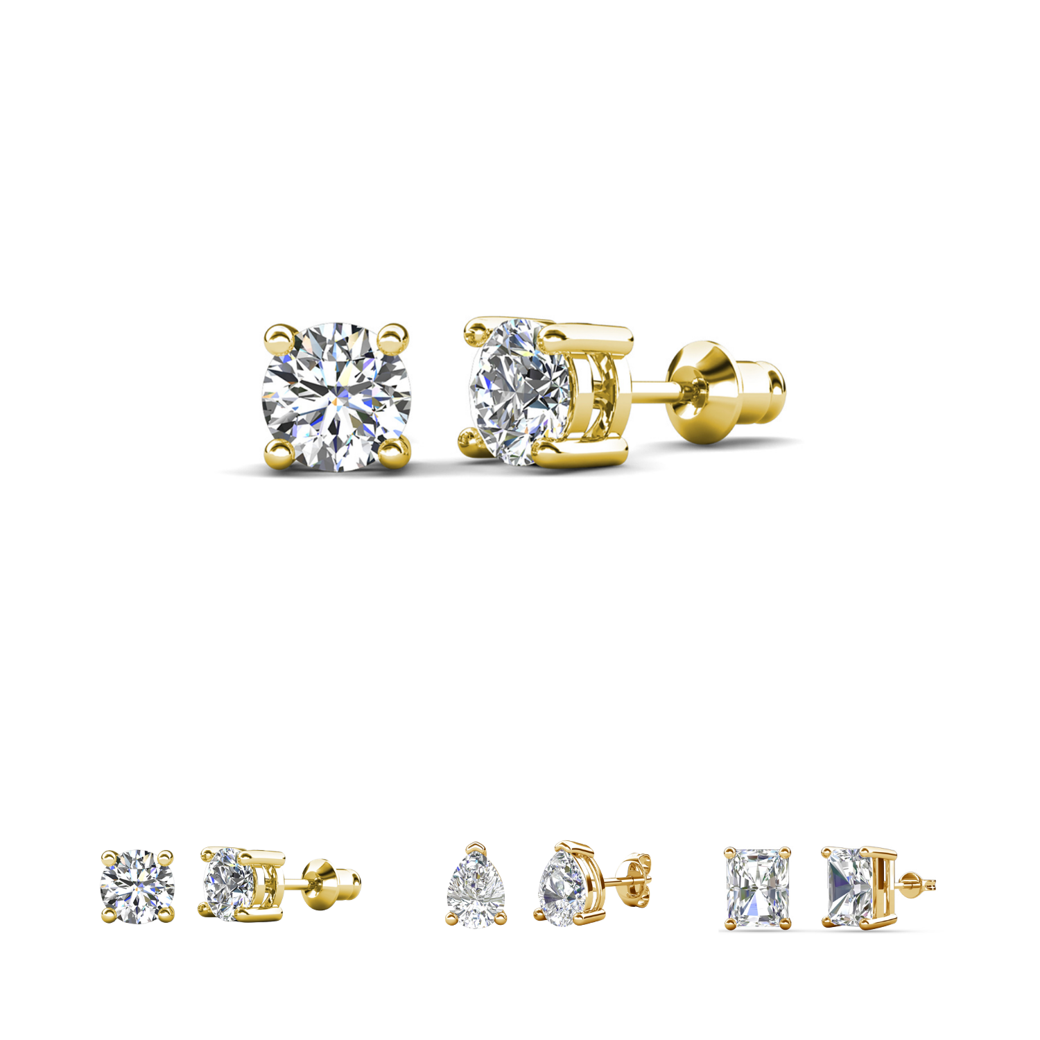 Mia 18k White Gold Plated Sterling Silver Stud Earrings with Simulated Diamond Crystals