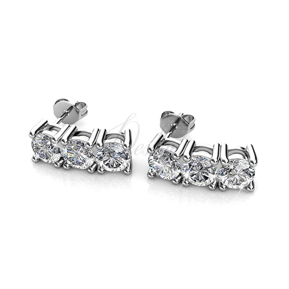 Eliana 18k White Gold Plated Stud Earrings with Swarovski Crystals