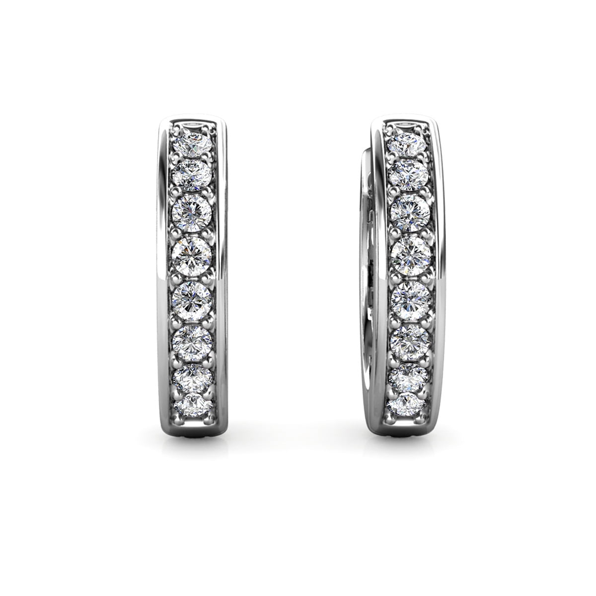 Skye 18k White Gold Plated 12mm Crystal Hoop Earrings with Swarovski Crystals