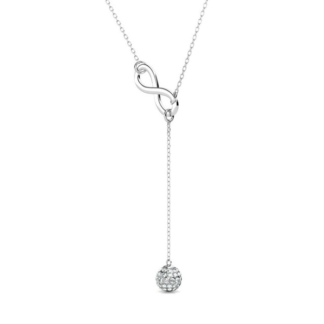 Sonya 18k White Gold Plated Silver Y-Necklace with Crystals