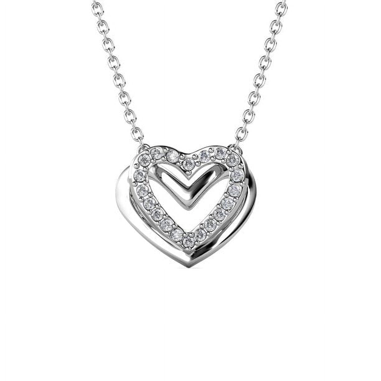 Cathy 18k White Gold Heart Necklace and Stud Earrings Jewelry Set with Crystals