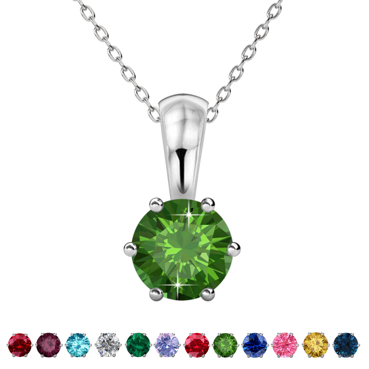 Birthstone Necklace 18k White Gold Plated Solitaire Necklace with 1CT Swarovski Crystal