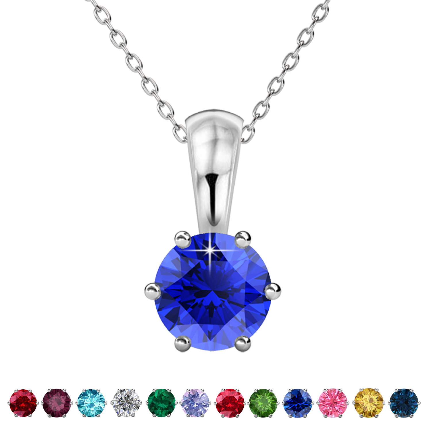 Birthstone Necklace 18k White Gold Plated Solitaire Necklace with 1CT Swarovski Crystal