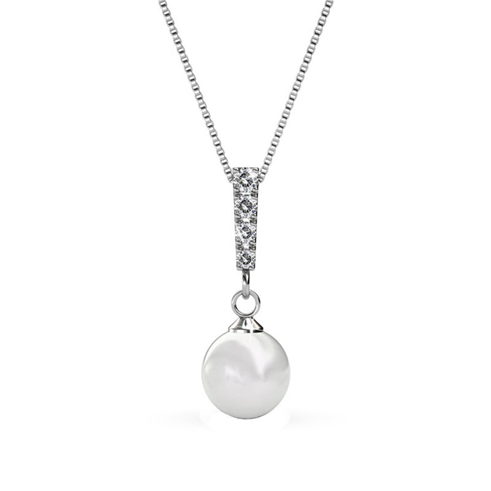Cate & Chloe Necklace Pack of 3 - Gabrielle, Tatum, Genevieve 18k White Gold Plated Pearl Necklace for Women