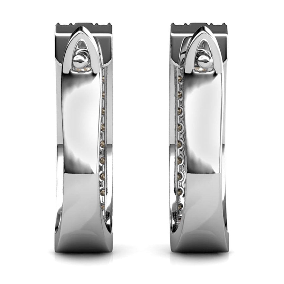 Rachel 18k White Gold Plated 19mm Hoop Earrings with Swarovski Crystals