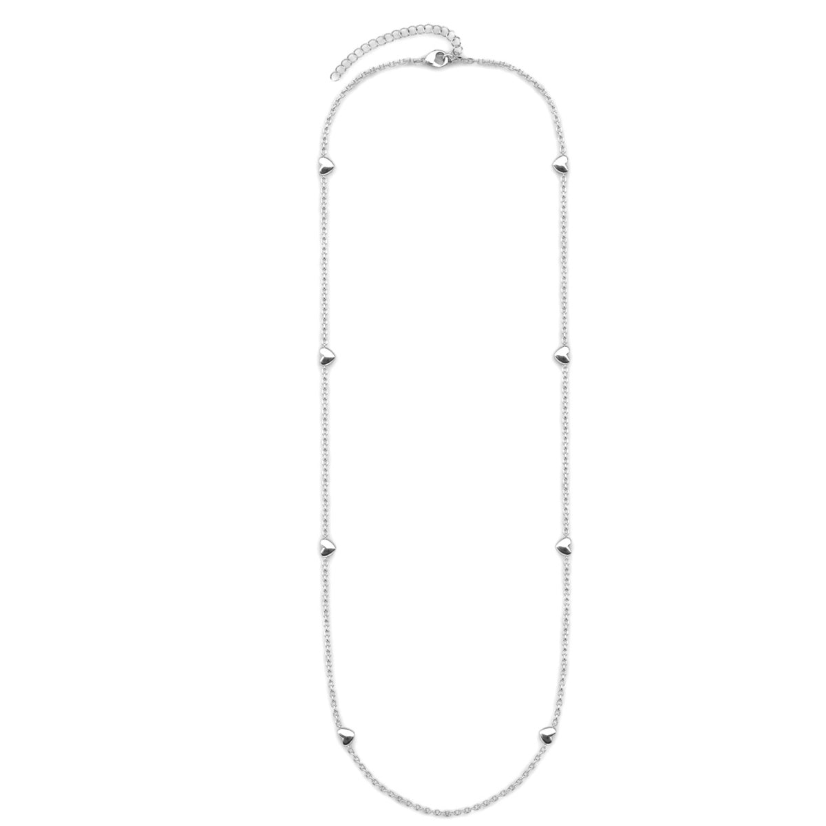 Jane 18k White Gold Plated Heart Station Necklace