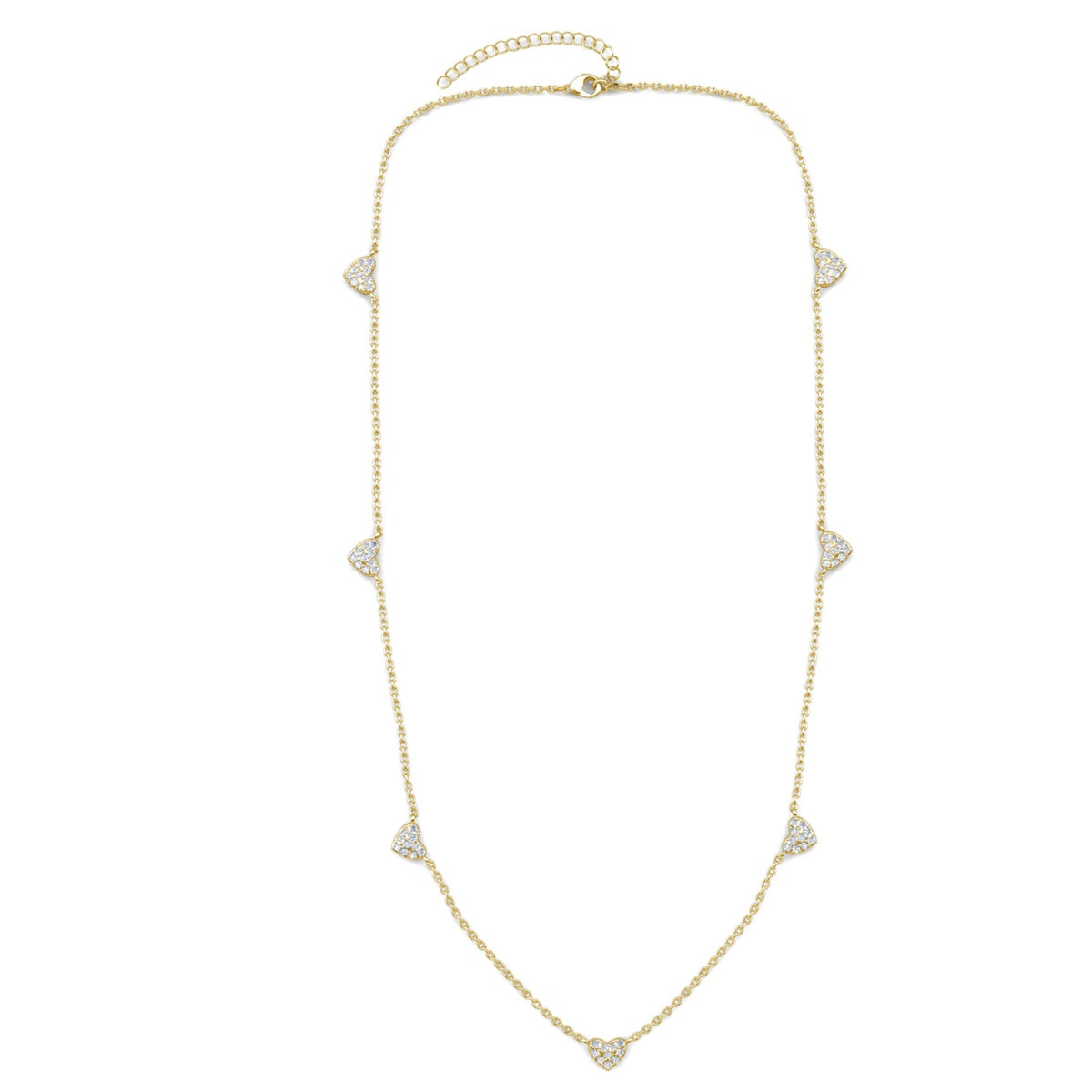 Irene 18k White Gold Plated Heart Station Necklace with Swarovski Crystals