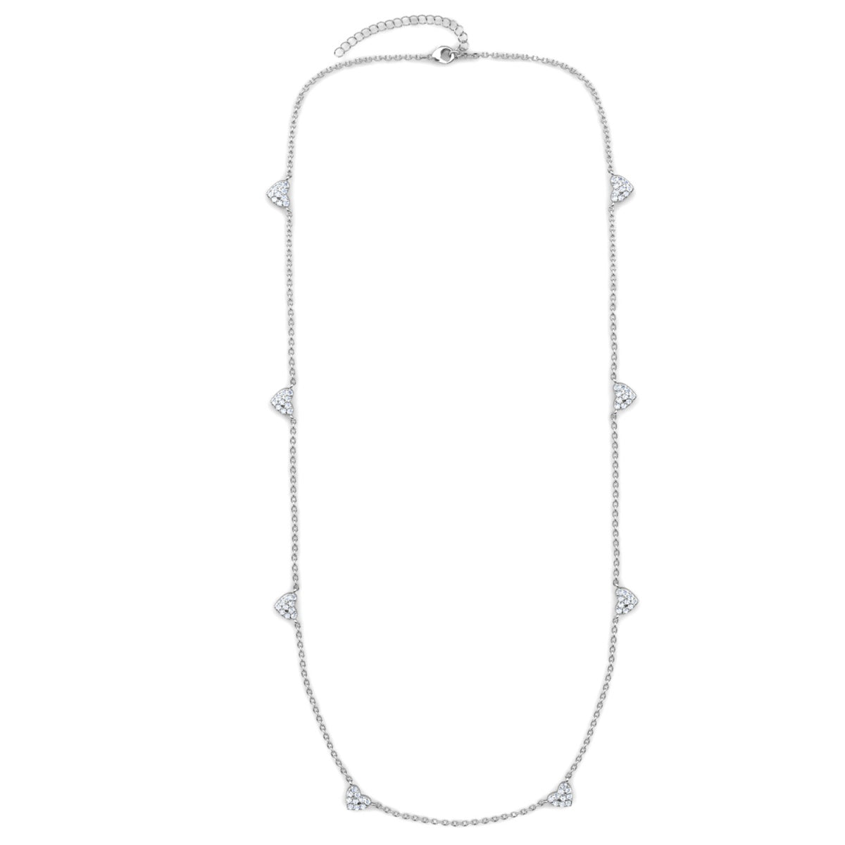 Irene 18k White Gold Plated Heart Station Necklace with Swarovski Crystals