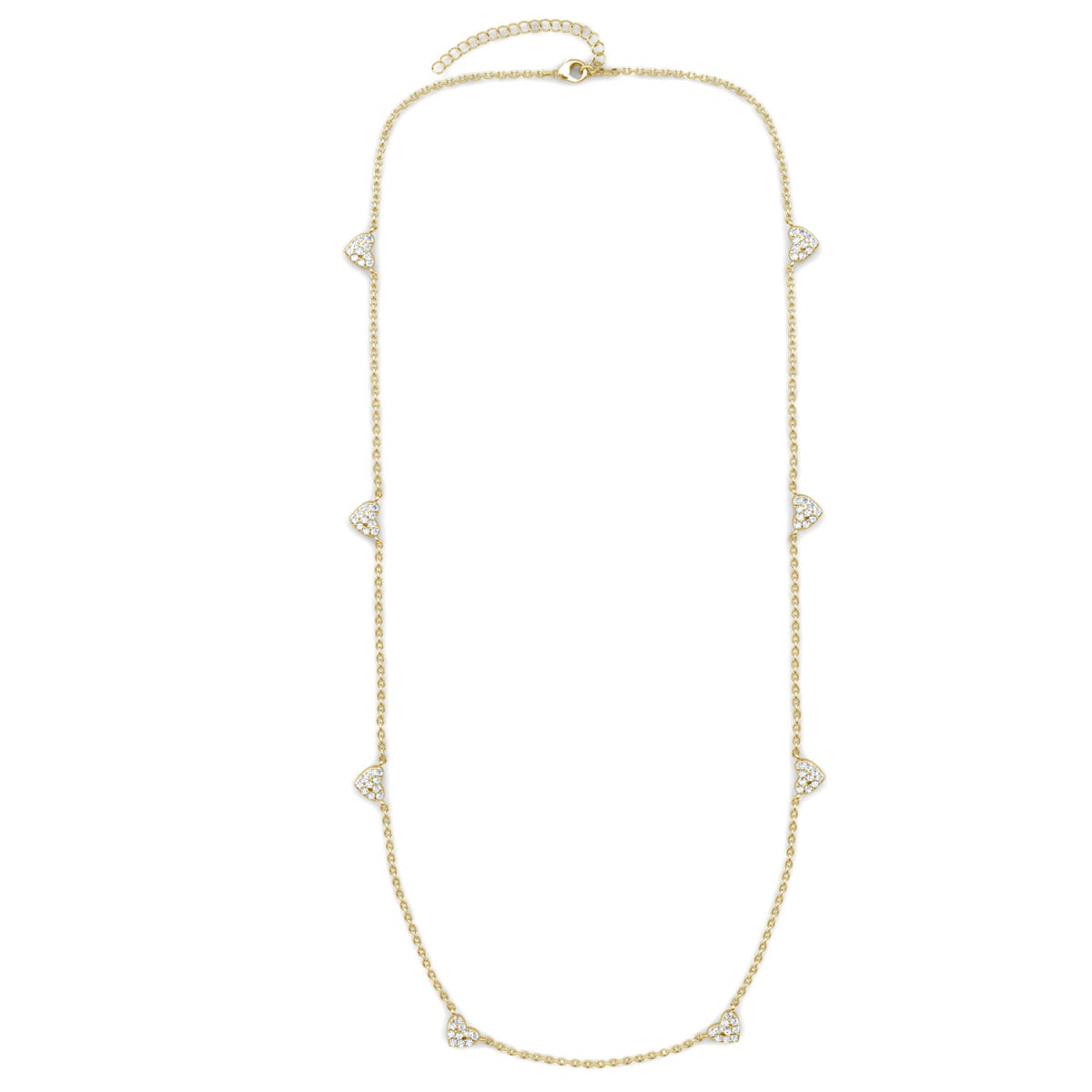 Irene 18k White Gold Plated Heart Station Necklace with Swarovski Crystals