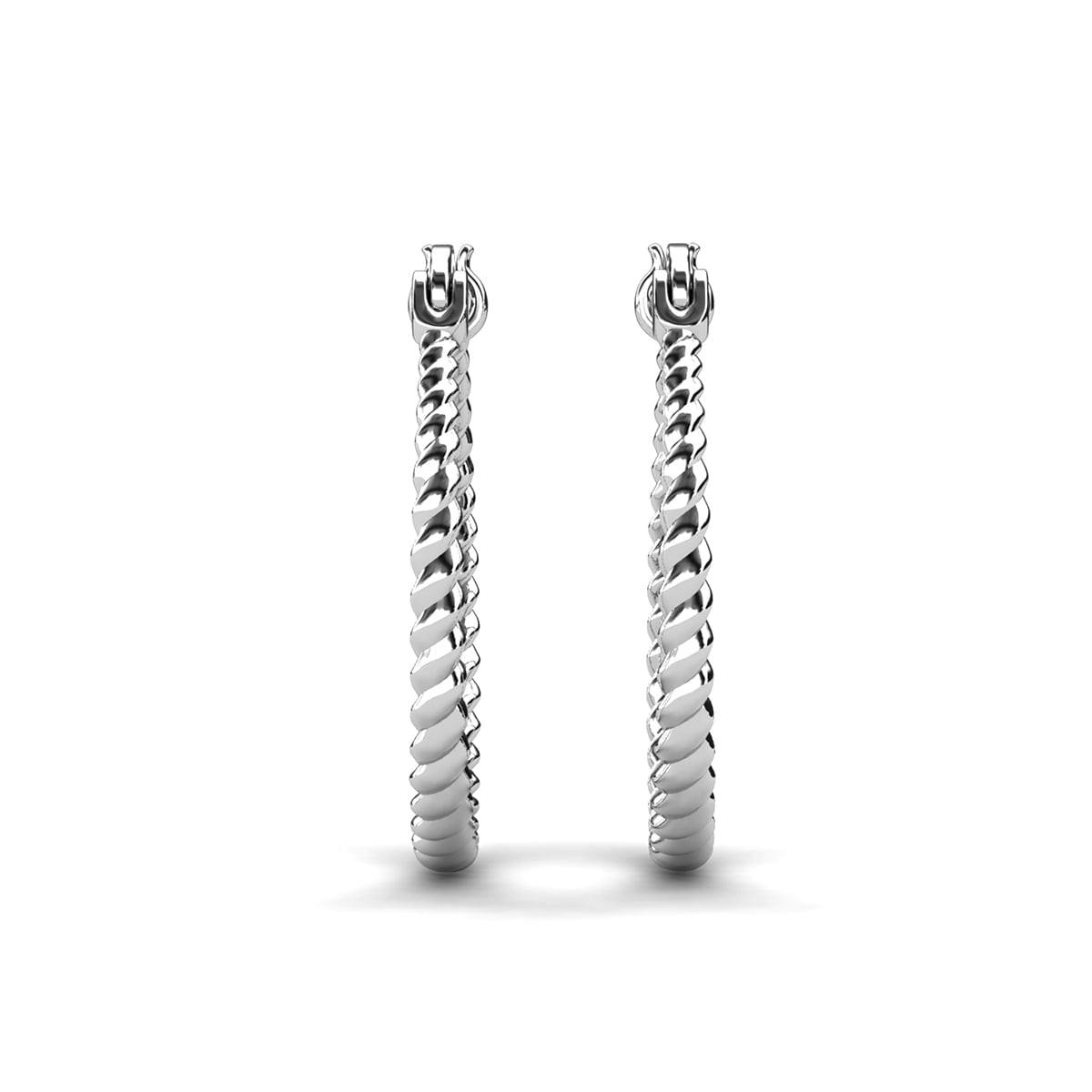 Matilda 18k White Gold Plated 25mm Twisted Hoop Earrings