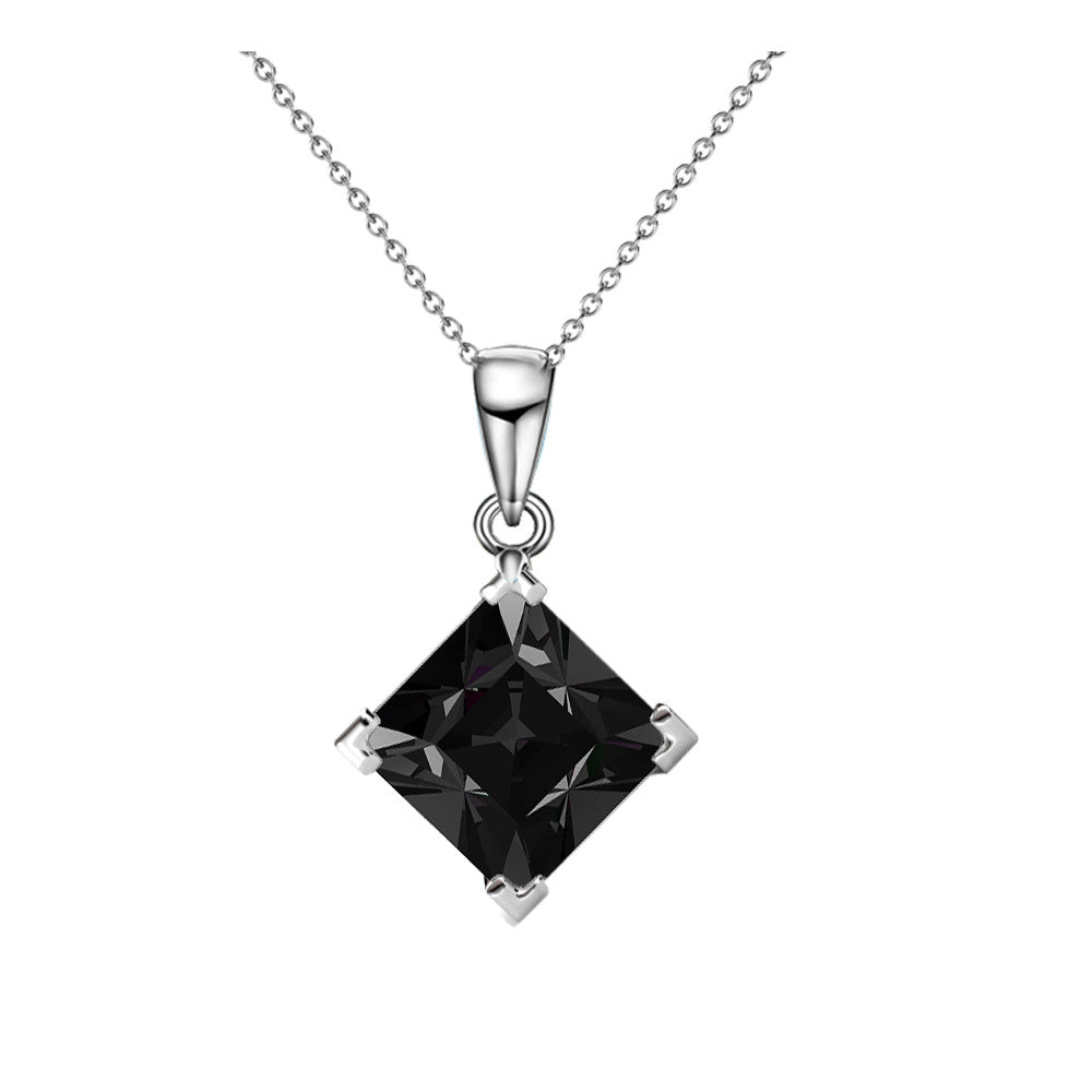 Samantha 18k White Gold Plated Drop Earrings and Necklace Jewelry Set with Black Swarovski Crystal