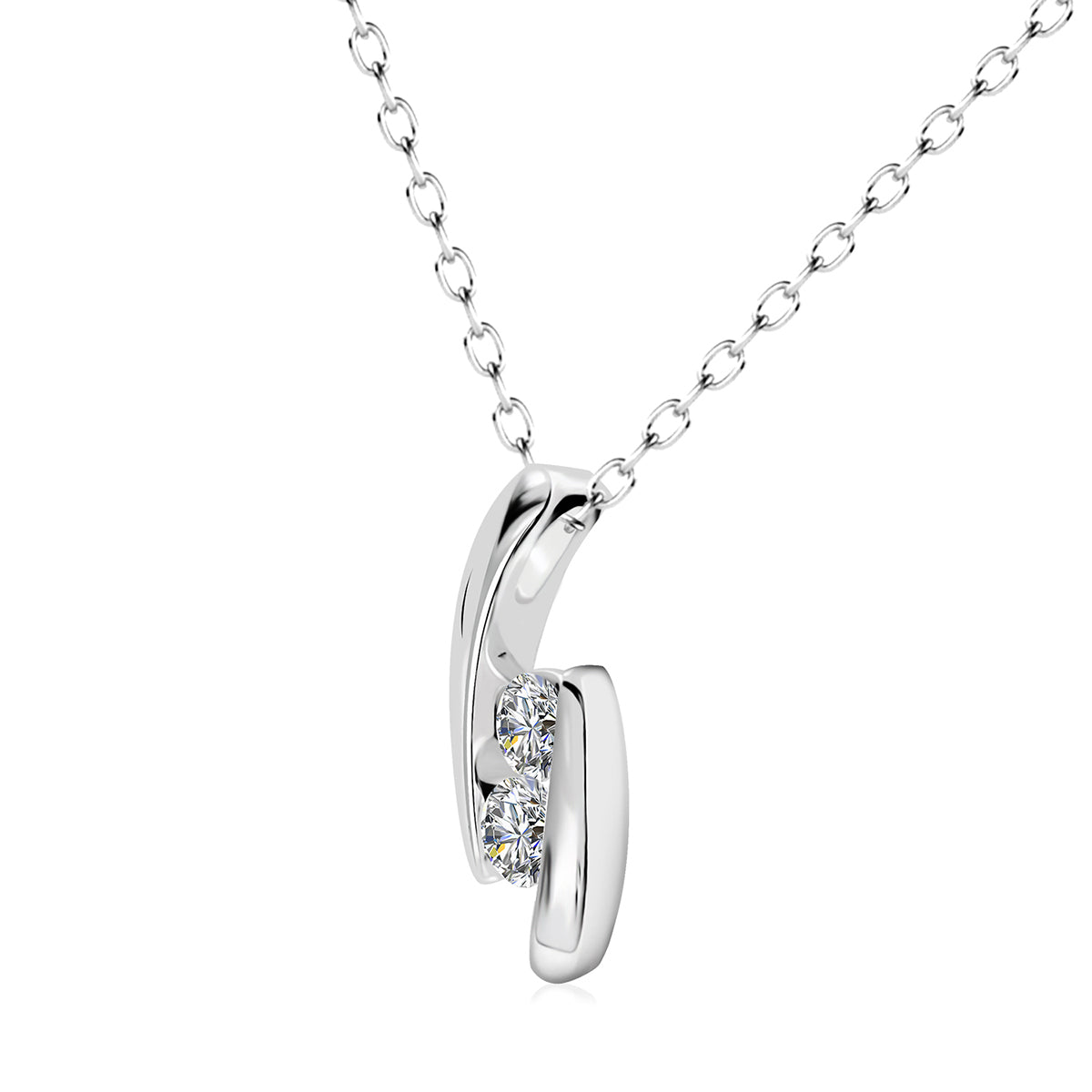 McKenna 18k White Gold Plated Pendant Necklace with Swarovski Crystals