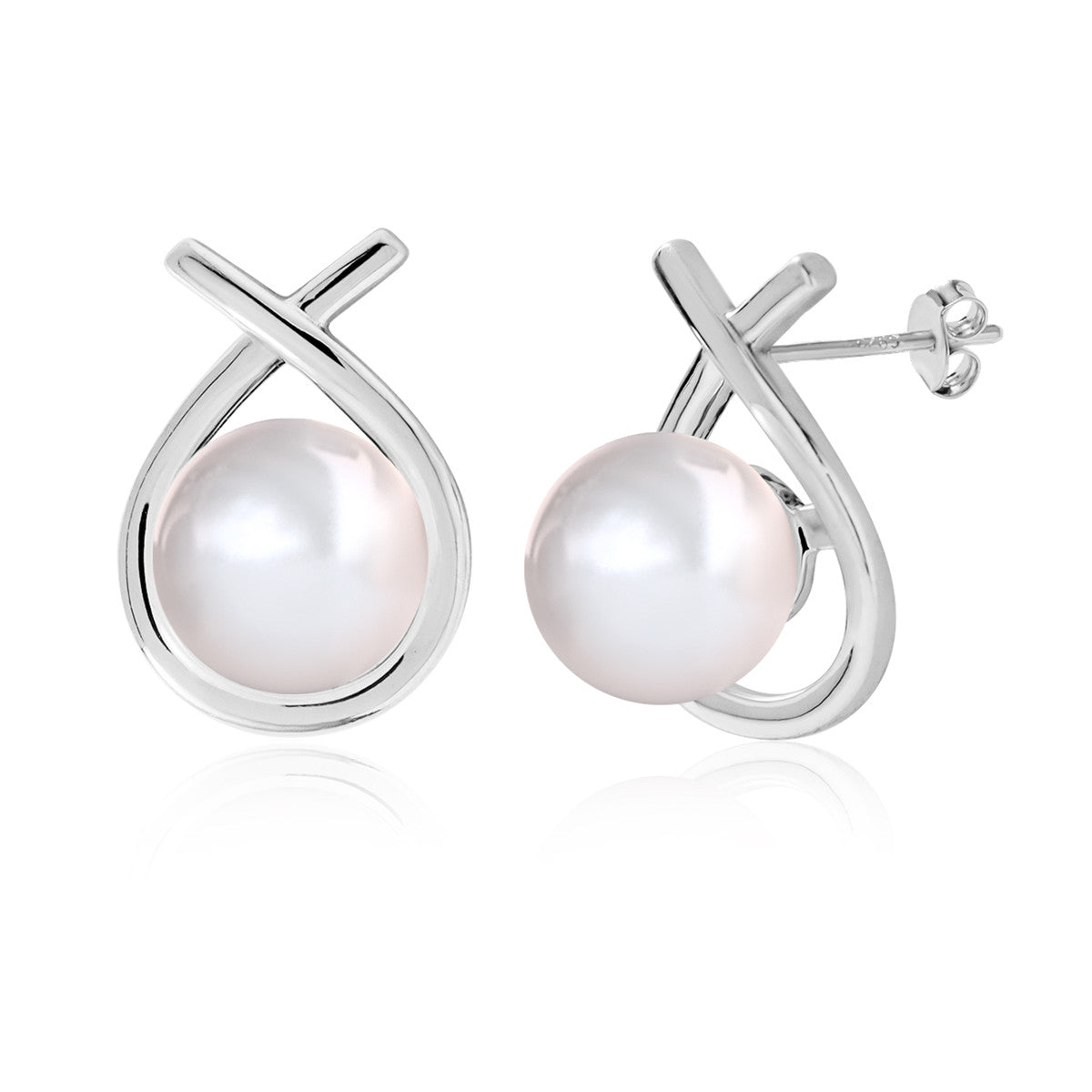 Greta 18k White Gold Plated Teardrop Pearl Stud Earrings
