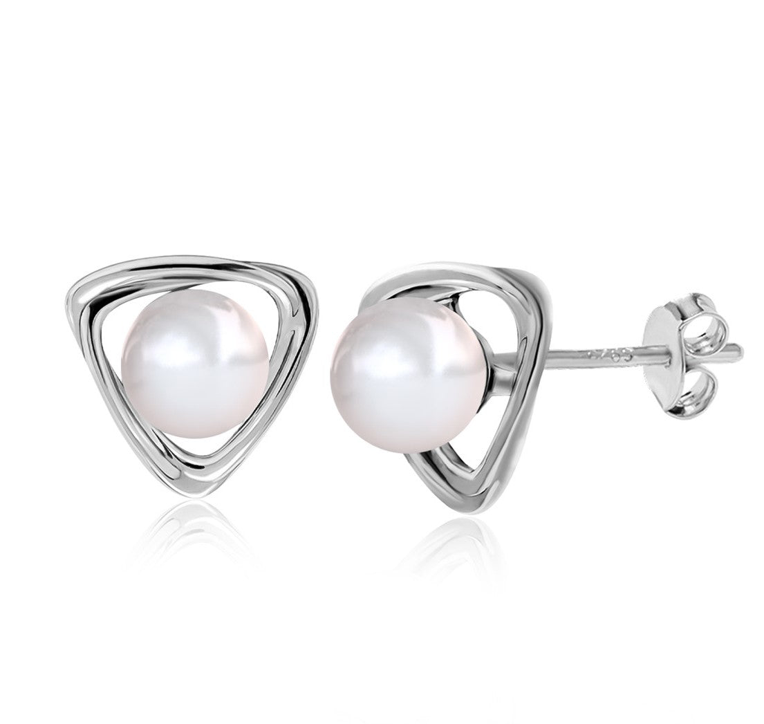Winnie 18k White Gold Plated Pearl Stud Earrings