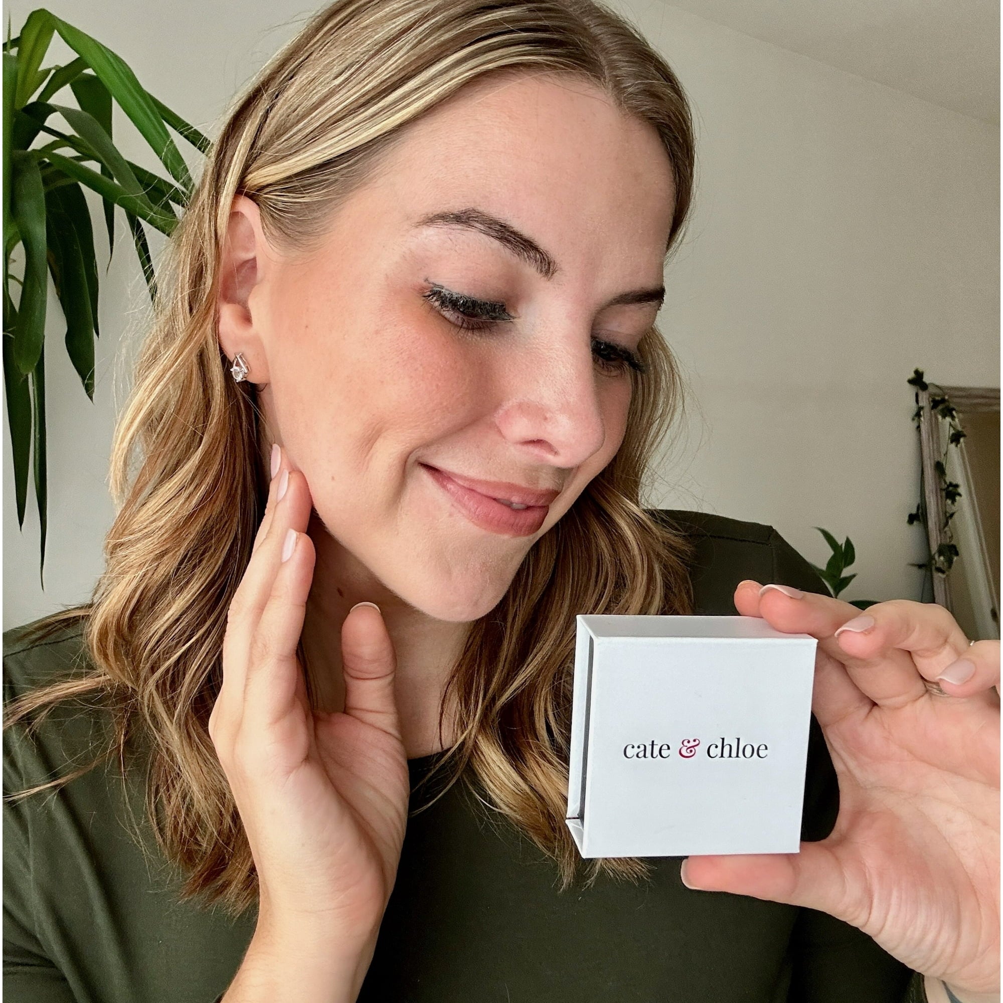 Cate & Chloe Earrings Pack of 3 - Eloise, Stella, Sage 18k White Gold Plated Stud Earrings