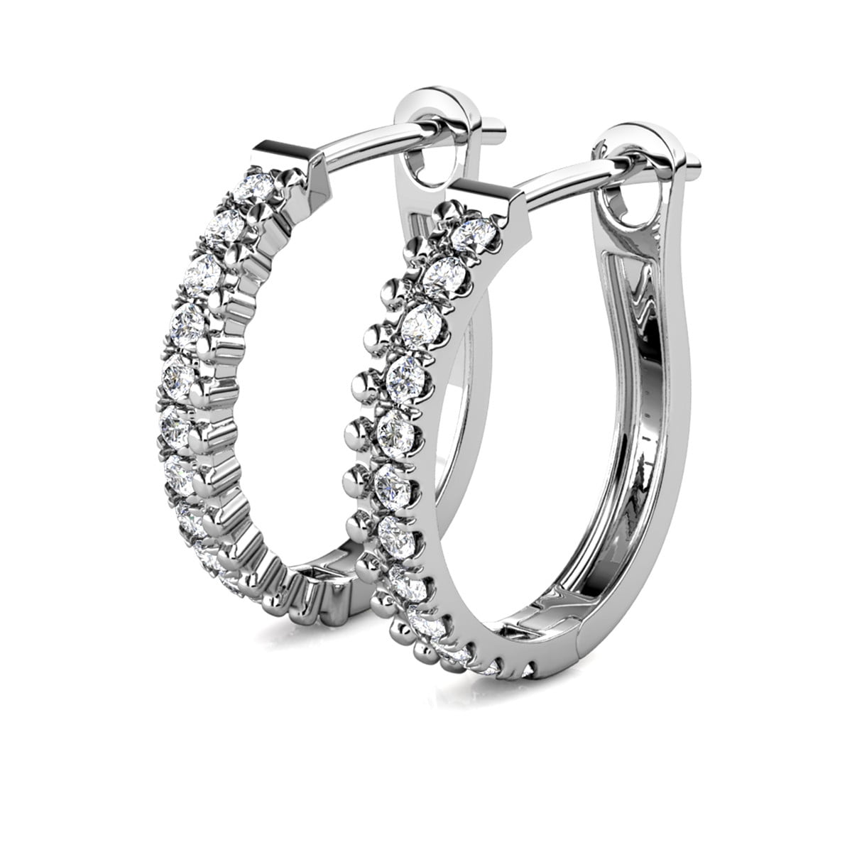 Teagan 18k White Gold Plated 19mm Hoop Earrings with Swarovski Crystals