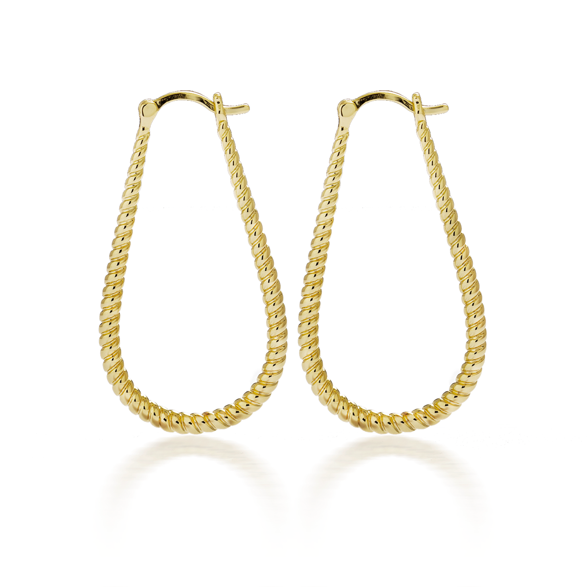 Angelica 18k White Gold Plated 24mm Twisted U-Shaped Hoop Earrings