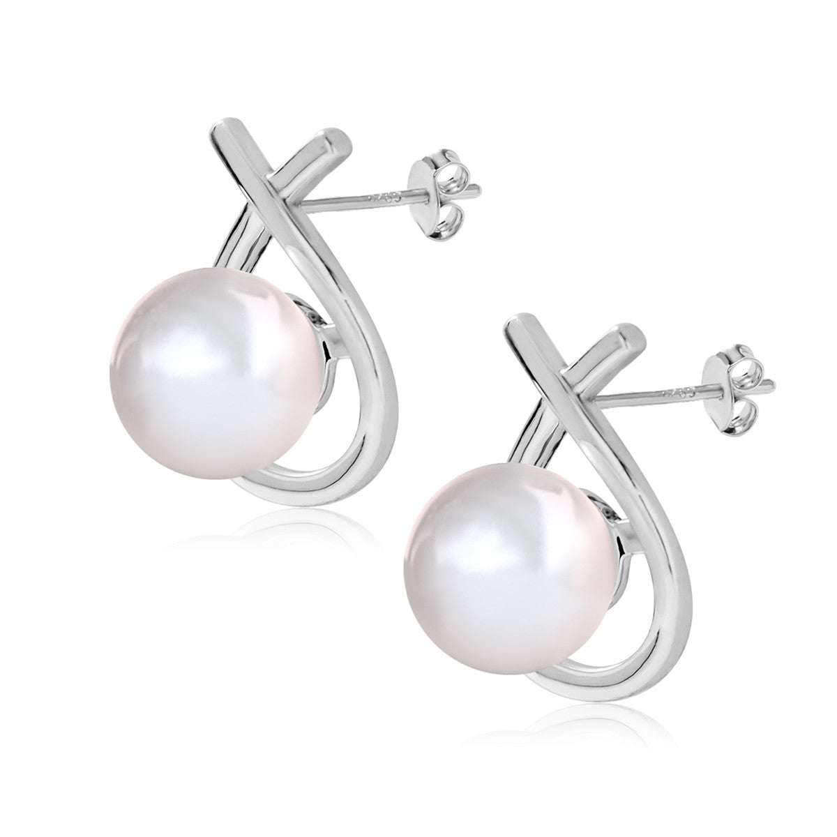 Greta 18k White Gold Plated Teardrop Pearl Stud Earrings