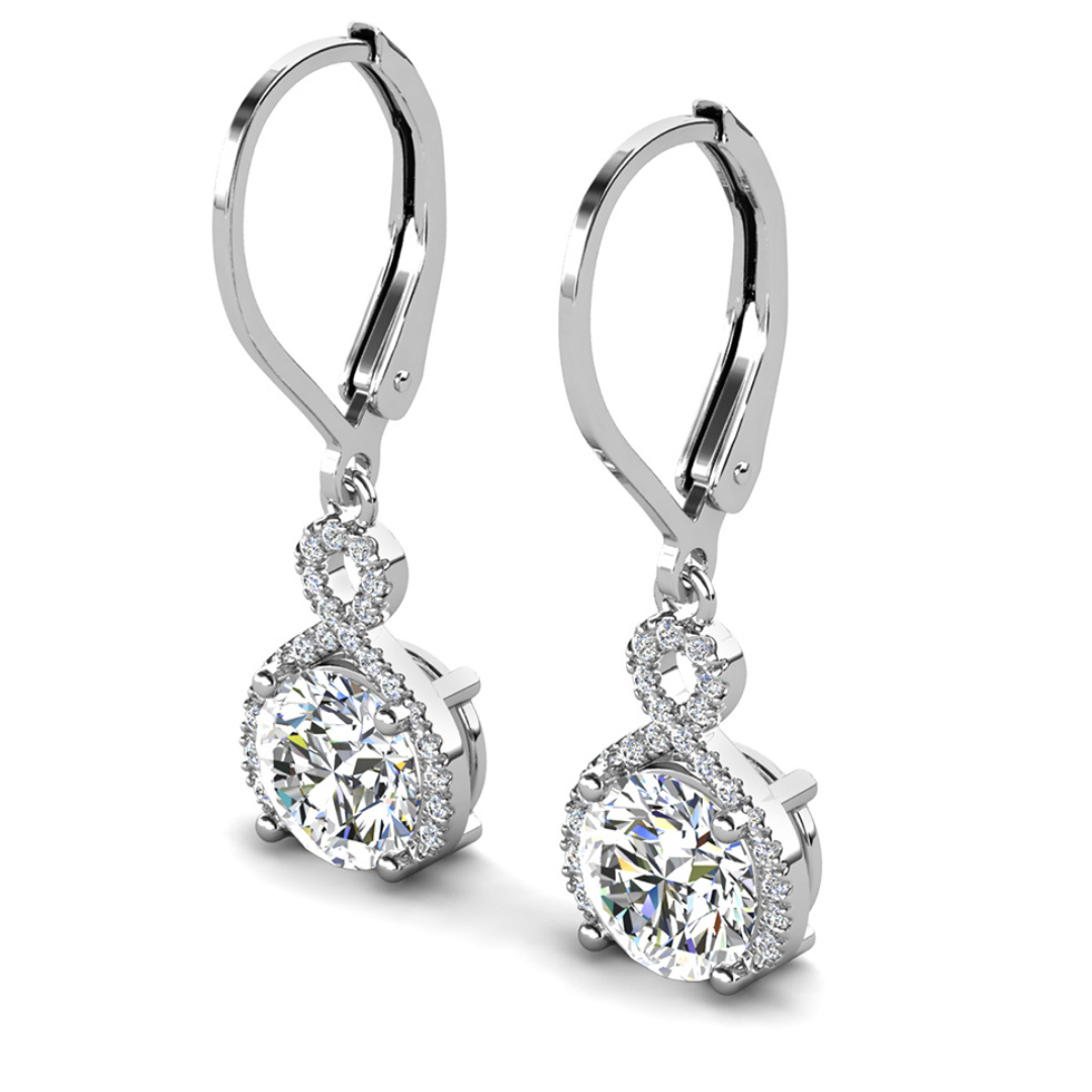 Alessandra 18k White Gold Plated Infinity Drop Earrings with Simulated Diamond Crystals