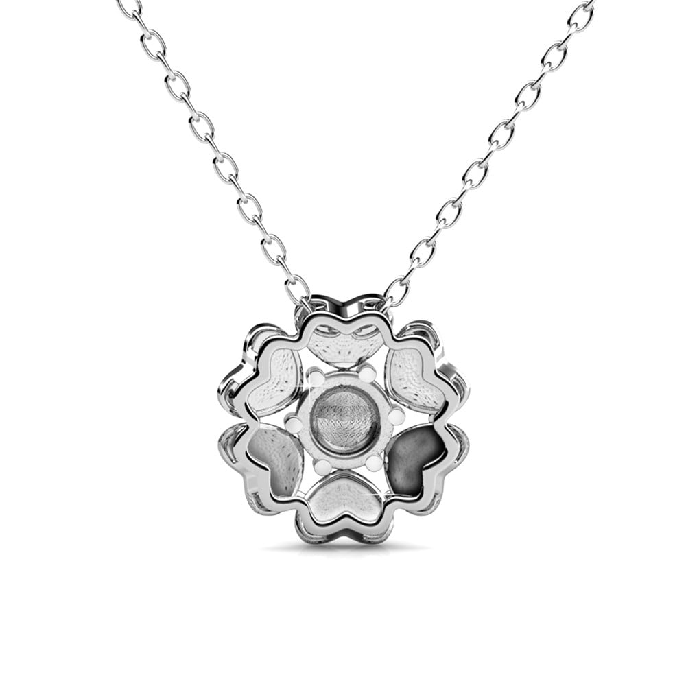 Khloe 18k White Gold Heart Pendant Necklace with Round Cut Swarovski Crystals