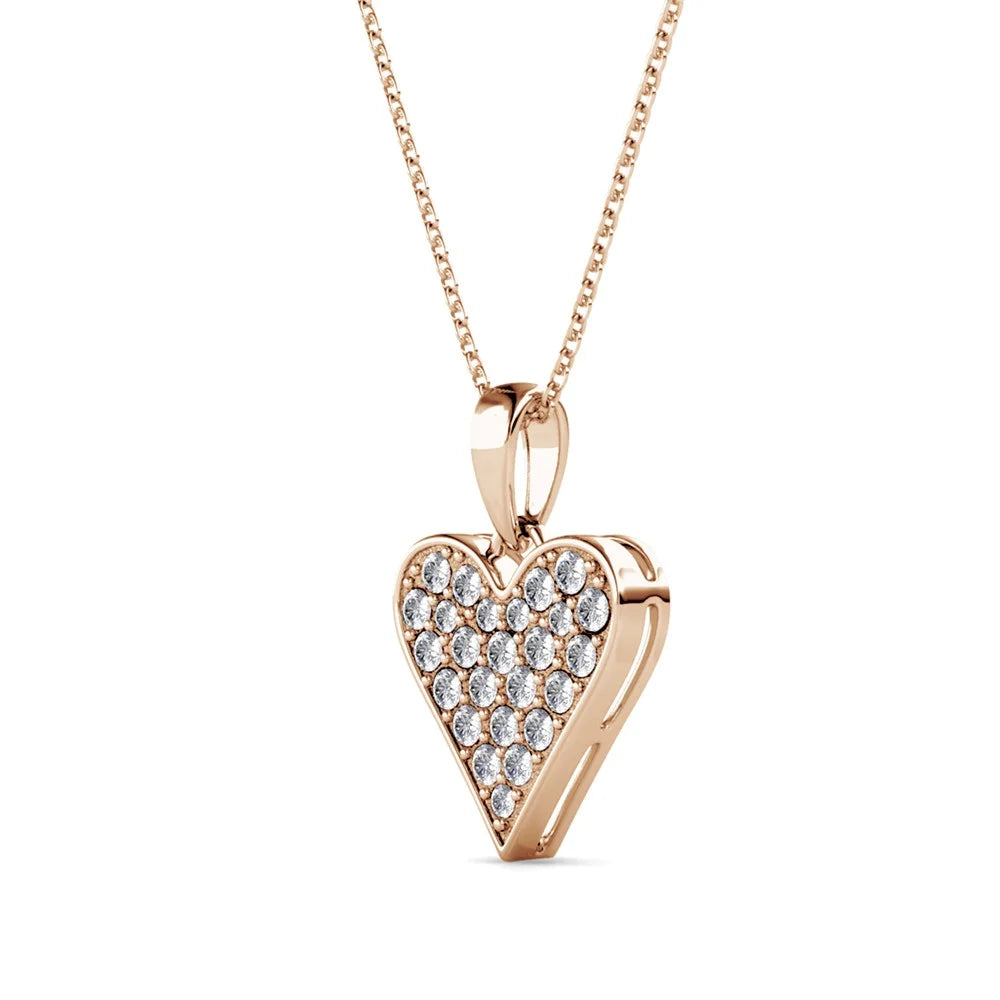 Cecilia 18k White Gold Plated Heart / Spade Necklace with Swarovski Crystals