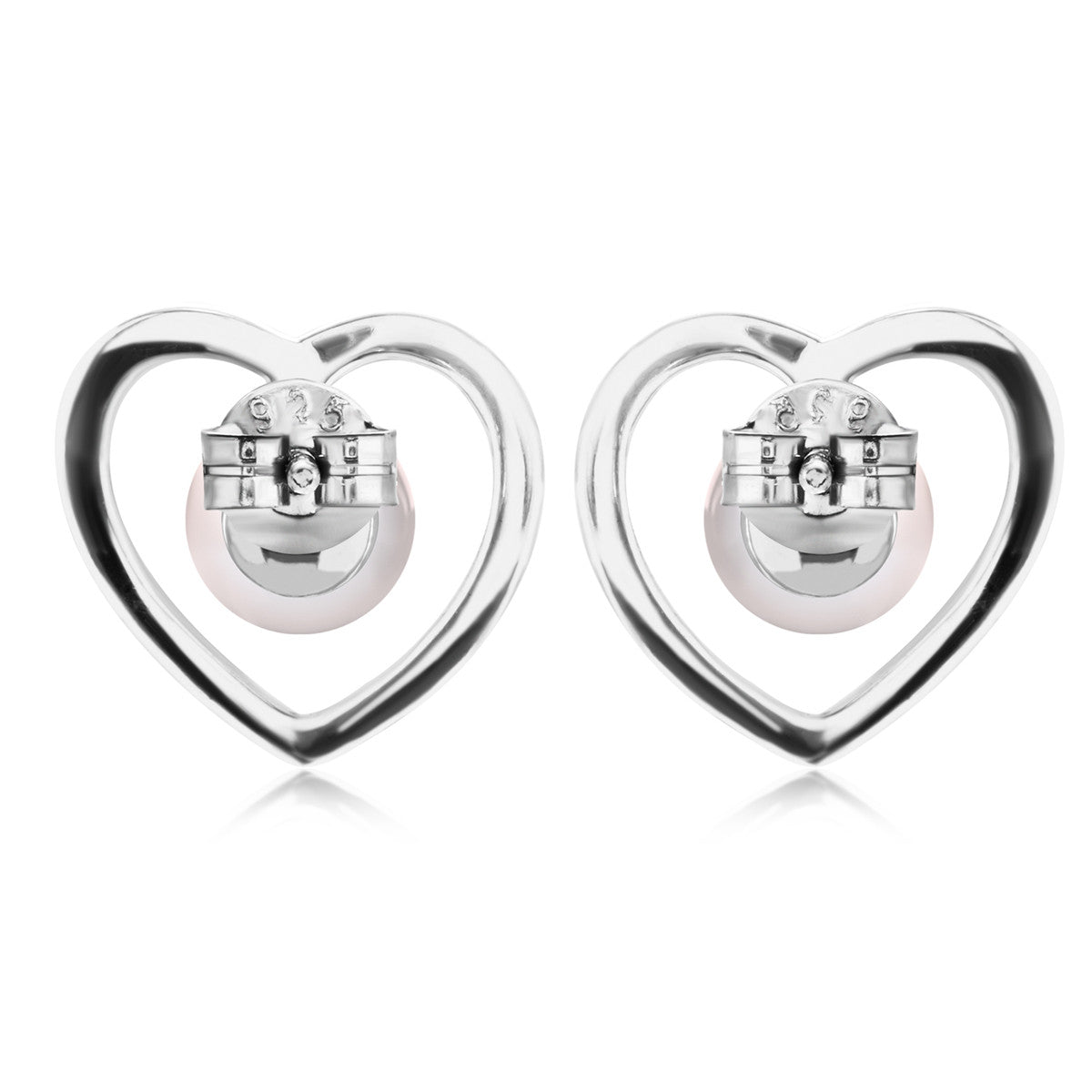 Harley 18k White Gold Plated Heart Stud Earrings with Shell Pearls