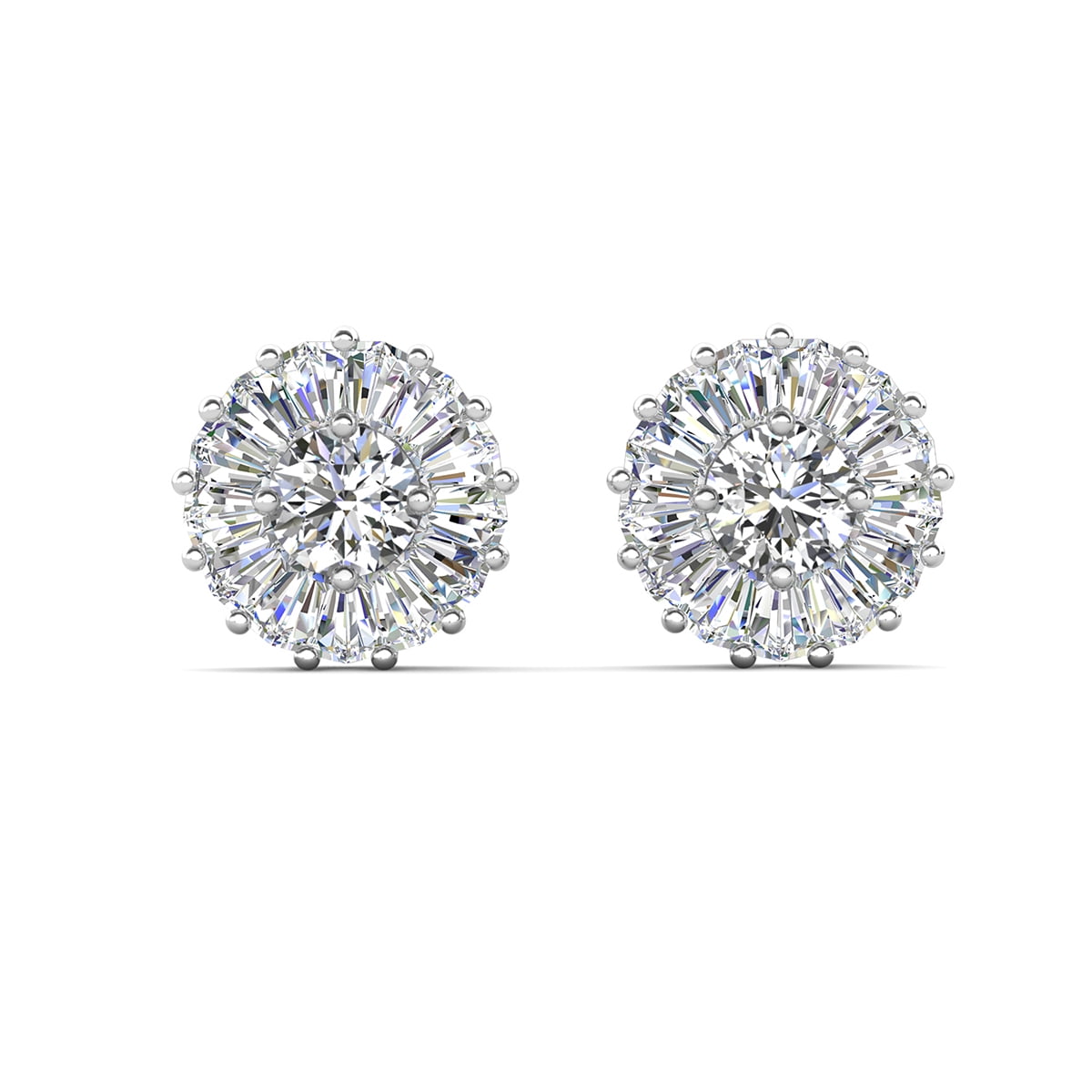 Ellee 18k White Gold Plated Stud Earrings with Simulated Diamond Crystals