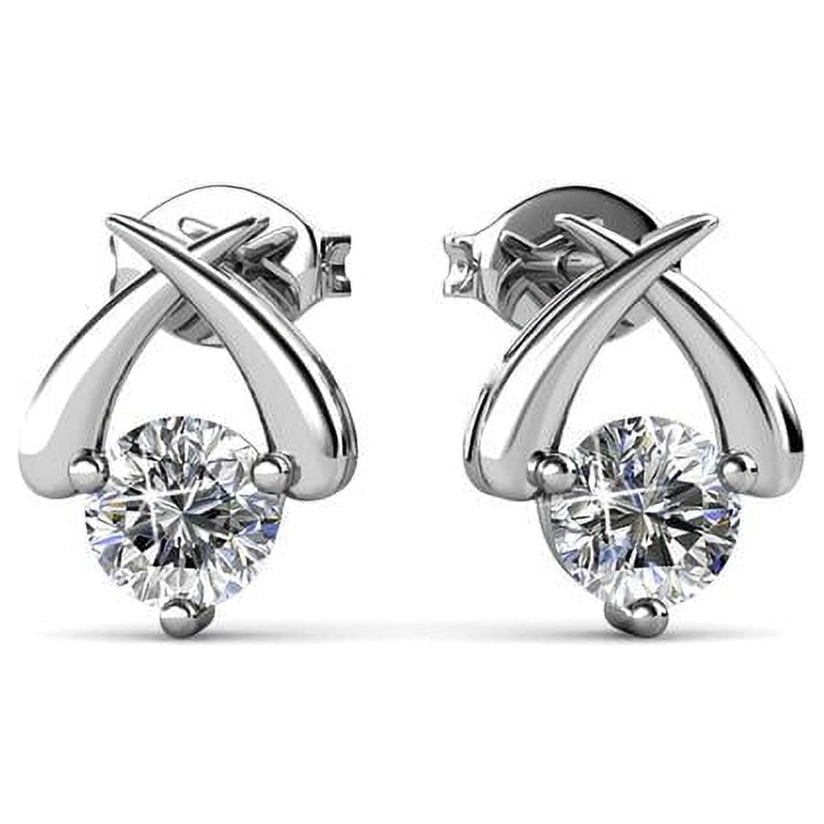 Cate & Chloe Earrings Pack of 3 - Eloise, Stella, Sage 18k White Gold Plated Stud Earrings