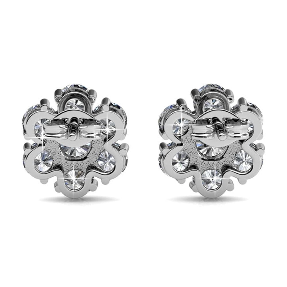 Maggie 18k White Gold Plated Flower Stud Earrings with Swarovski Crystals