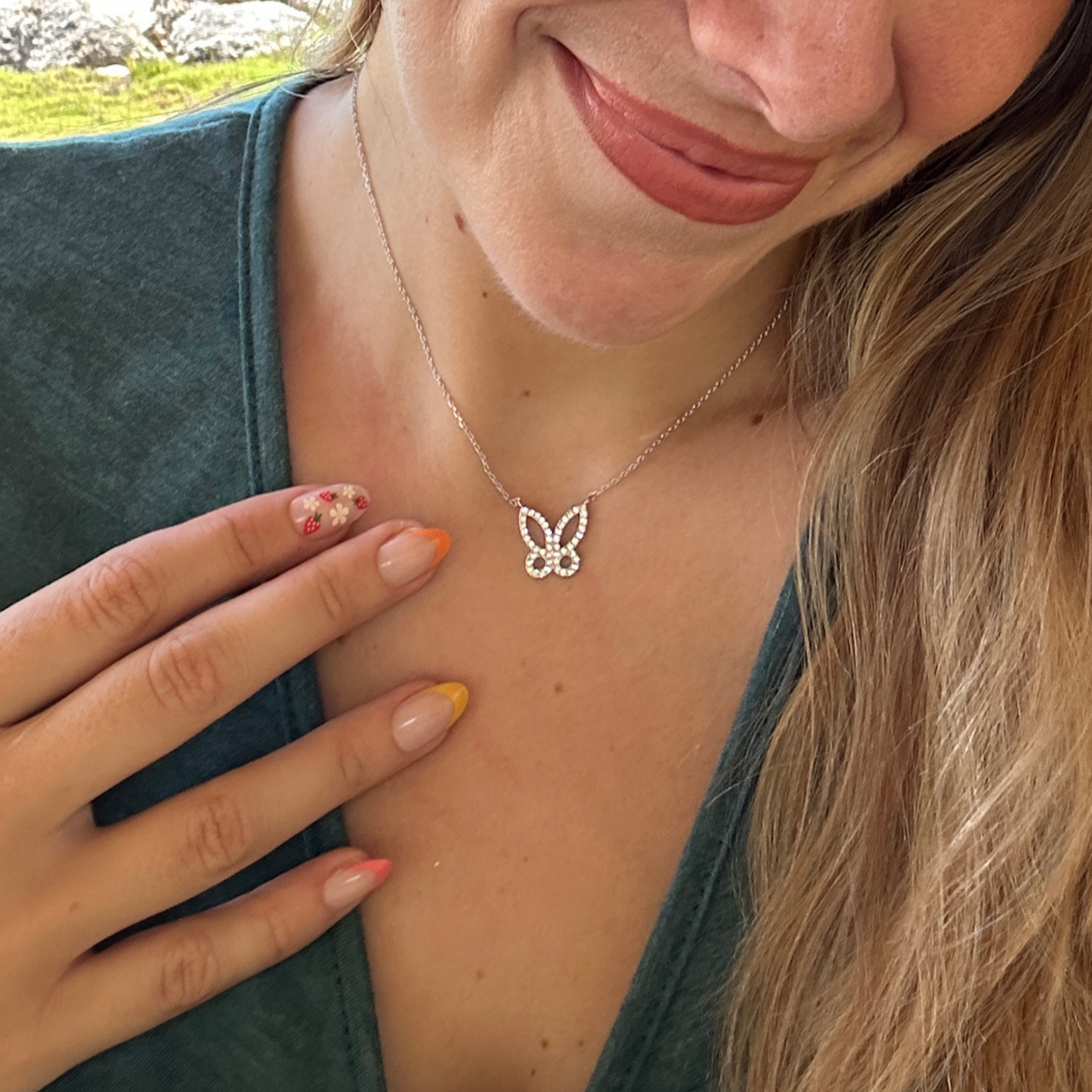 Maxine 18k White Gold Plated Butterfly Necklace with Swarovski Crystals — Fab Fav