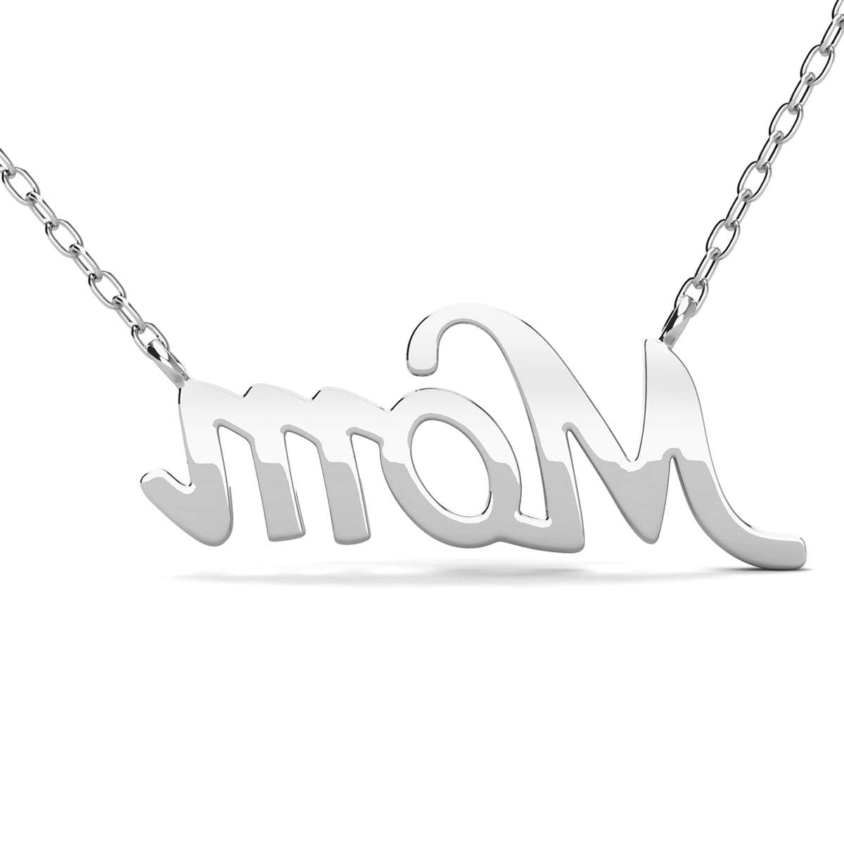 Riley 18k White Gold Plated Mom Necklace with Swarovski Crystals & Heartfelt Message for Mom