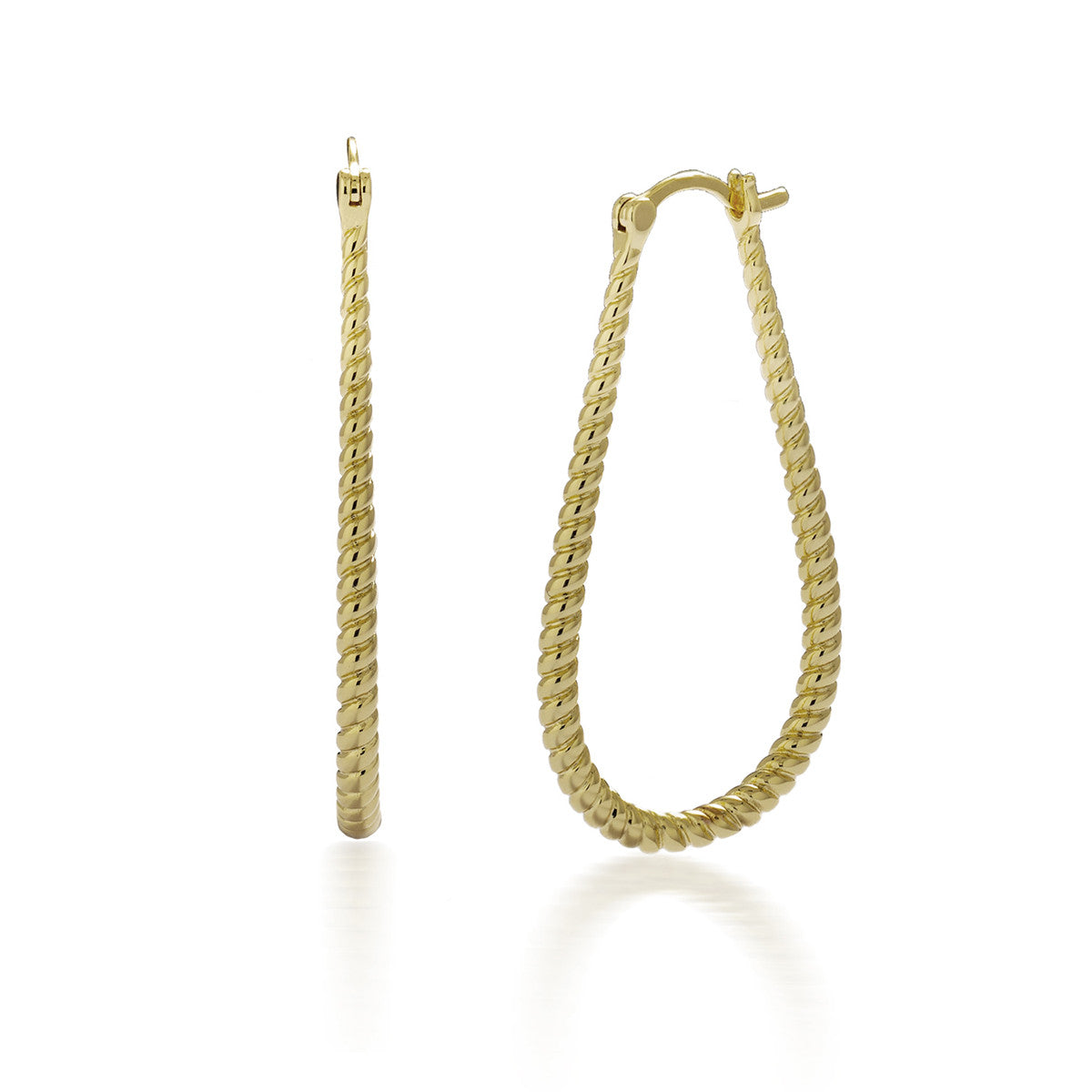 Angelica 18k White Gold Plated 24mm Twisted U-Shaped Hoop Earrings