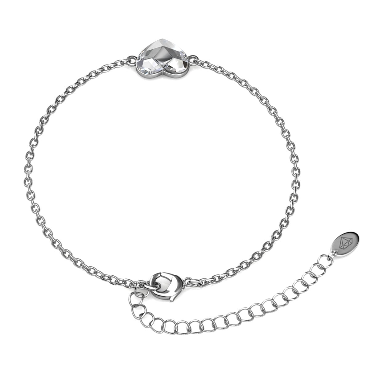 Violet 18k White Gold Plated Heart Bracelet with Swarovski Crystal