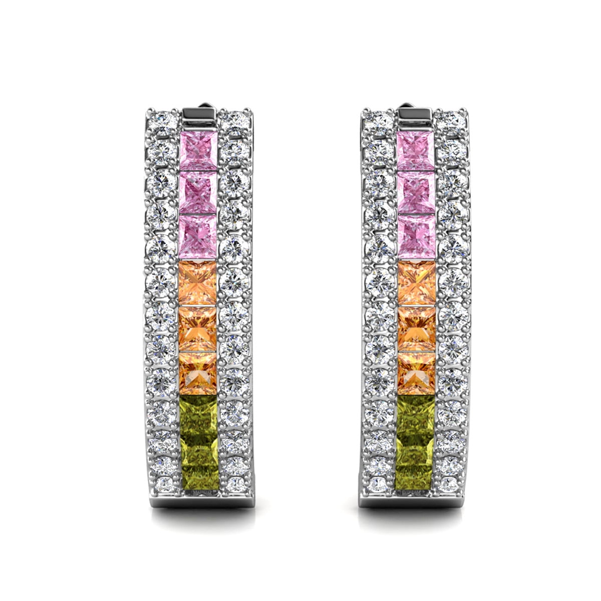 Rachel 18k White Gold Plated 19mm Hoop Earrings with Swarovski Crystals