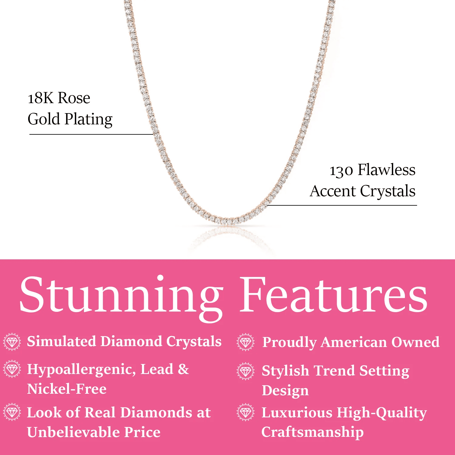 Kaylee 18k White Gold Plated Necklace with Simulated Diamond Crystals