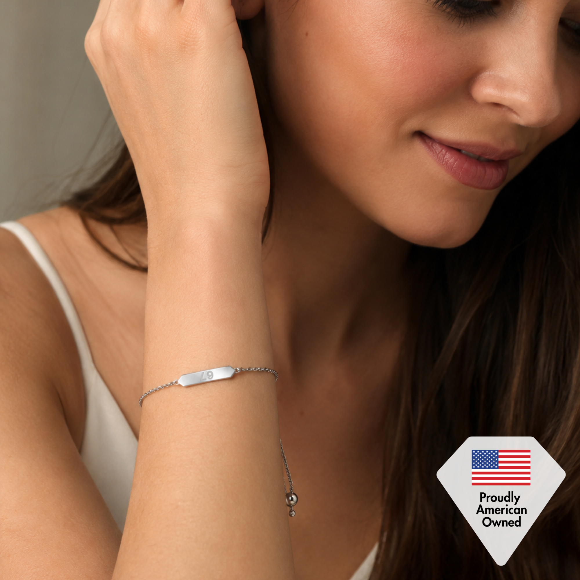 18k White Gold Plated 67 Bracelet for Women